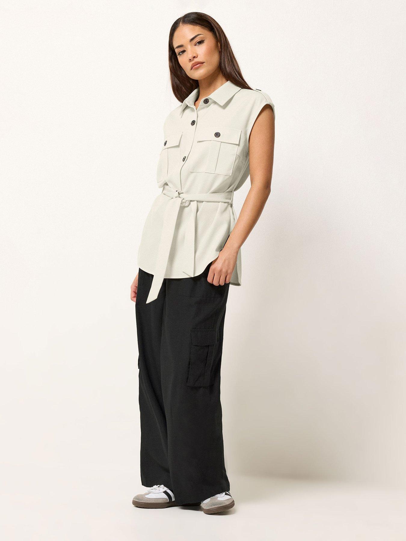  image of pixiegirl-petite-sleeveless-tie-waist-top