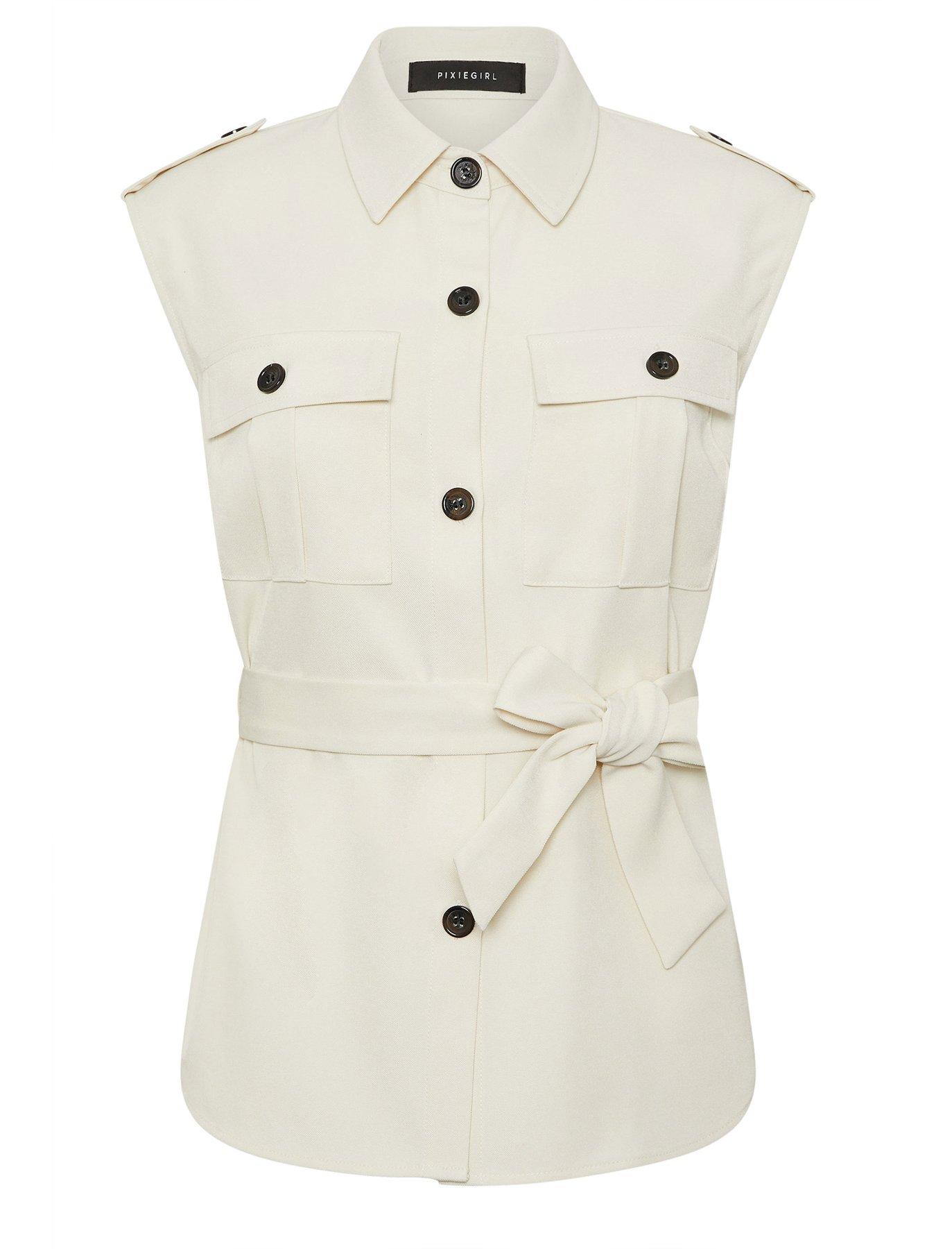  image of pixiegirl-petite-sleeveless-tie-waist-top