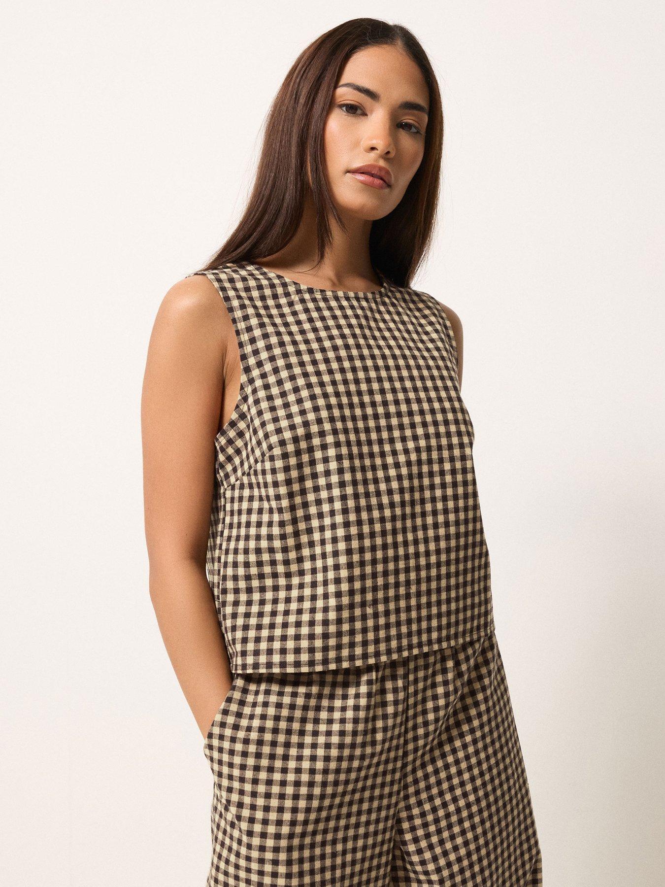  image of pixiegirl-petite-gingham-sleeveless-shell-top