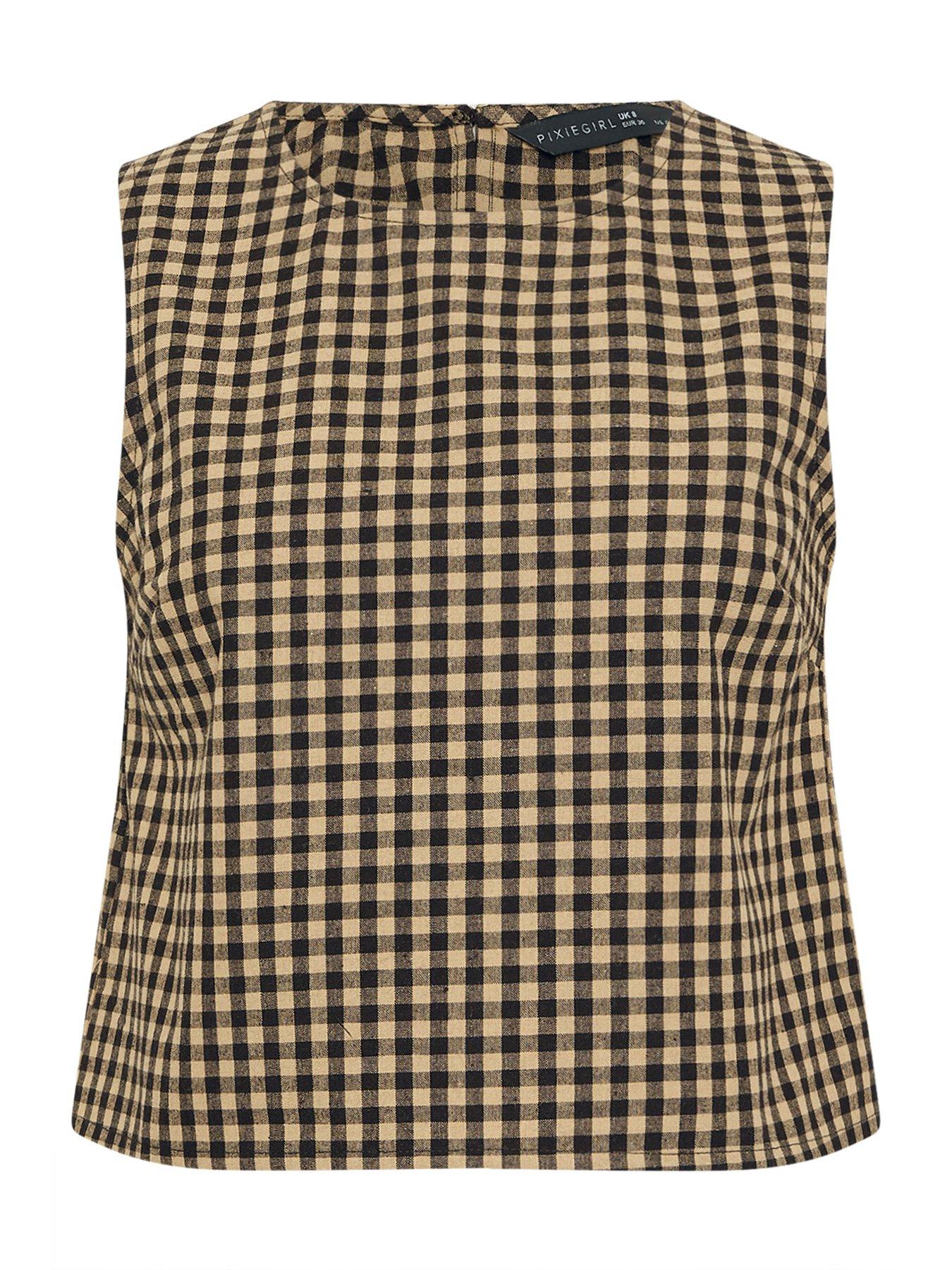  image of pixiegirl-petite-gingham-sleeveless-shell-top