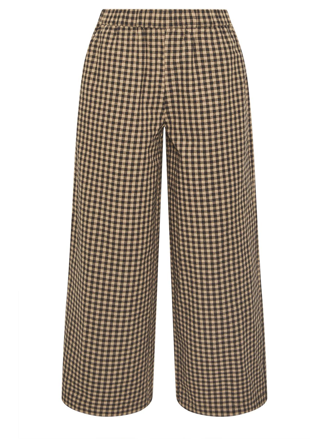 image of pixiegirl-petite-gingham-wide-leg-trousers