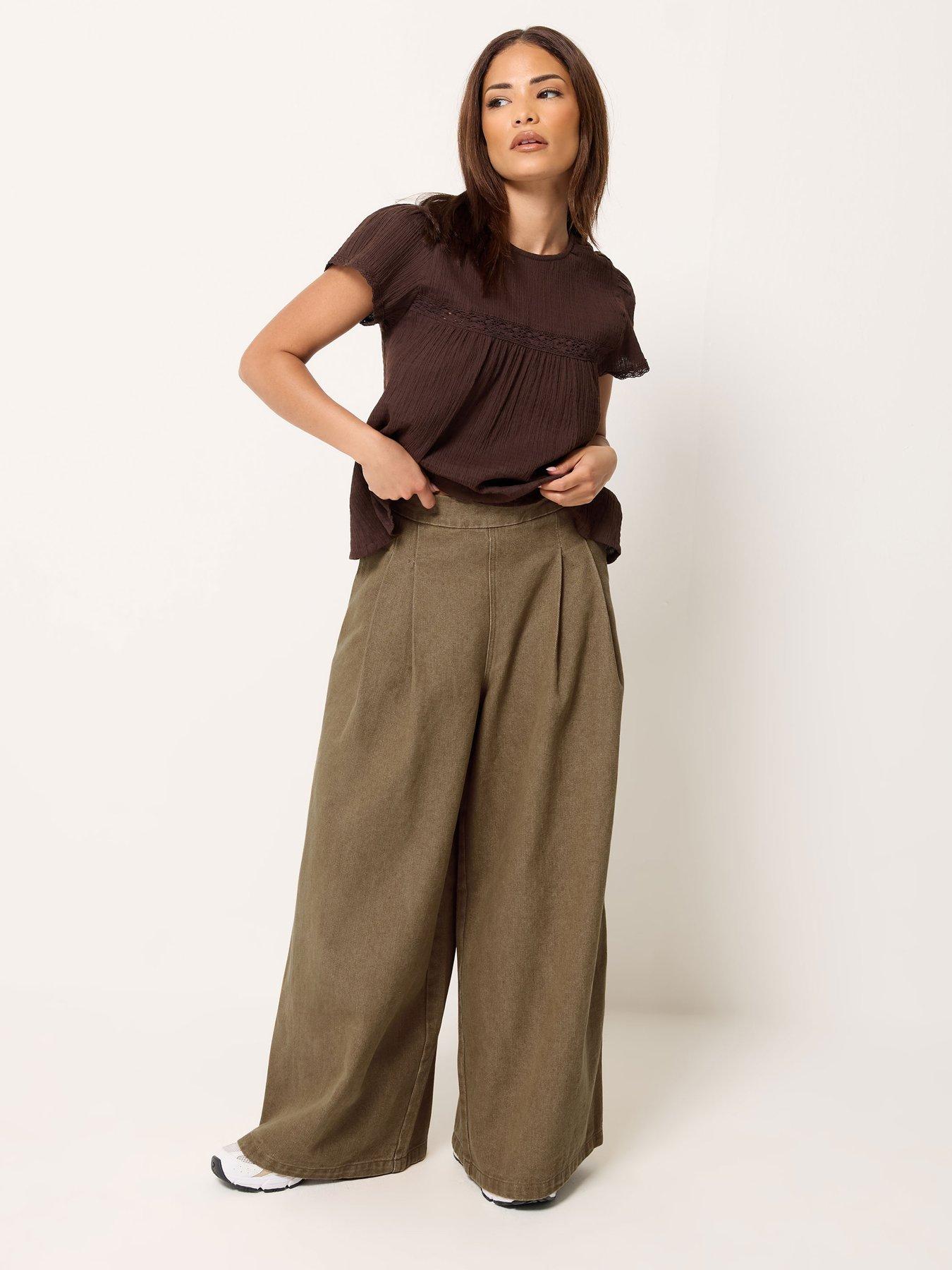Image 3 of 5 of PixieGirl Petite Pleat Front Wide Leg Jeans