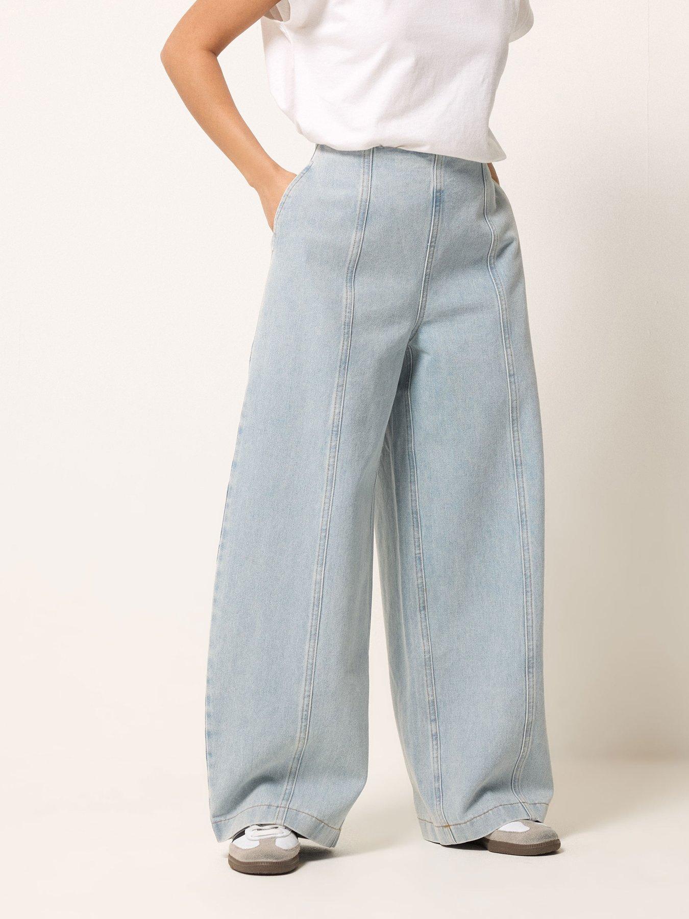 Image 1 of 5 of PixieGirl Petite Seam Front Balloon Jeans - Blue