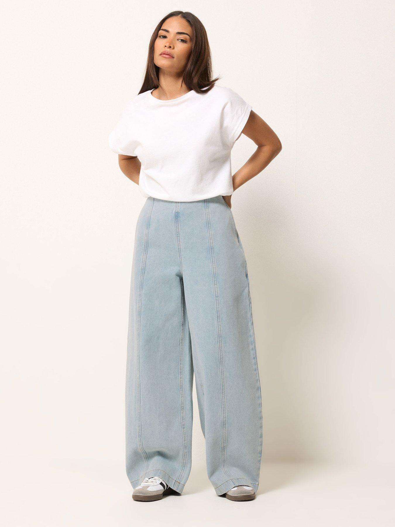 Image 3 of 5 of PixieGirl Petite Seam Front Balloon Jeans - Blue