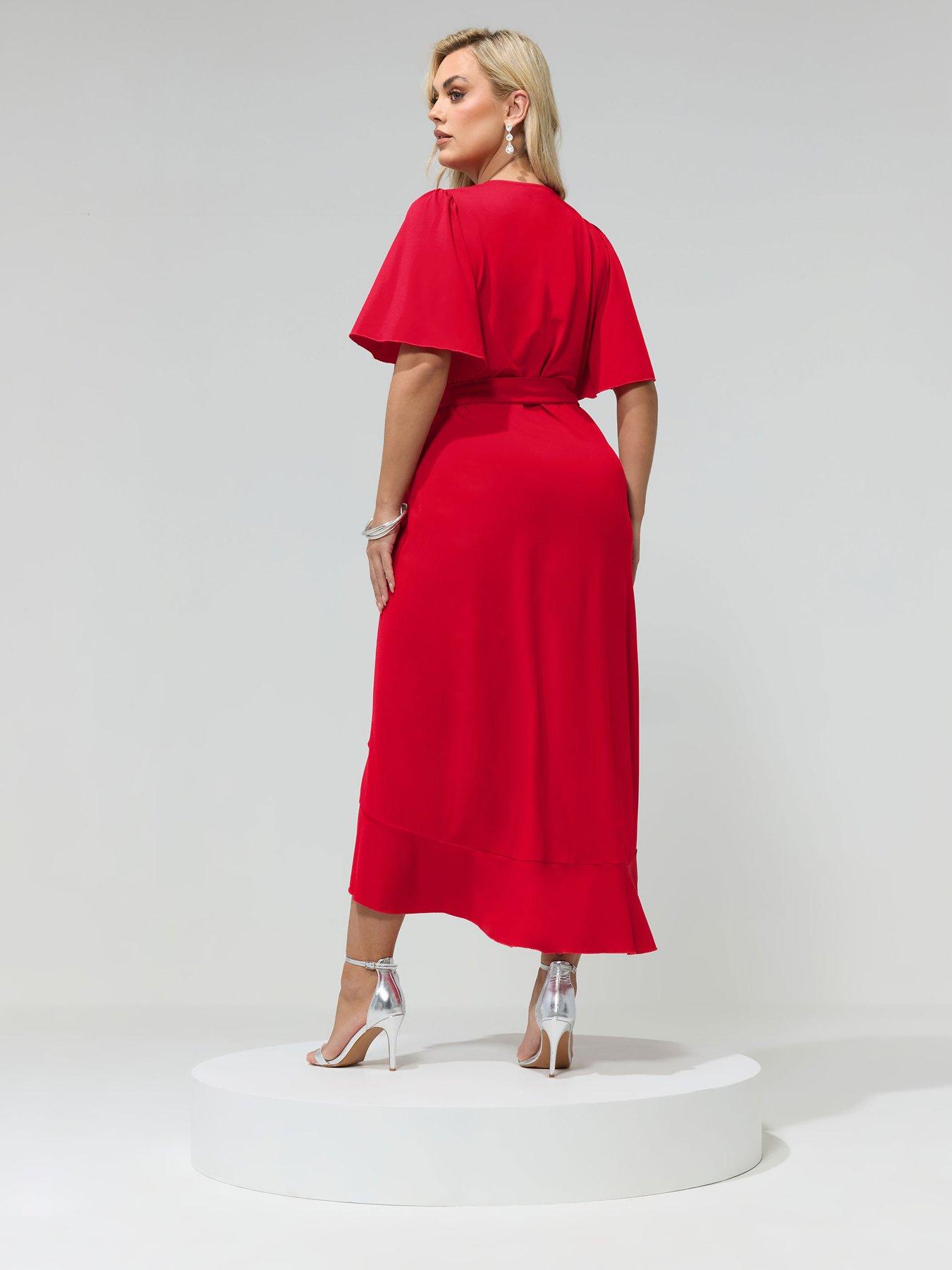 stillFront image of yours-curve-wrap-ruffle-dress