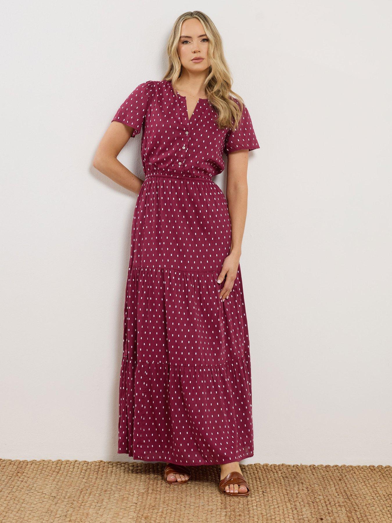 Long Tall Sally Dobby Tiered Maxi Dress - Pink