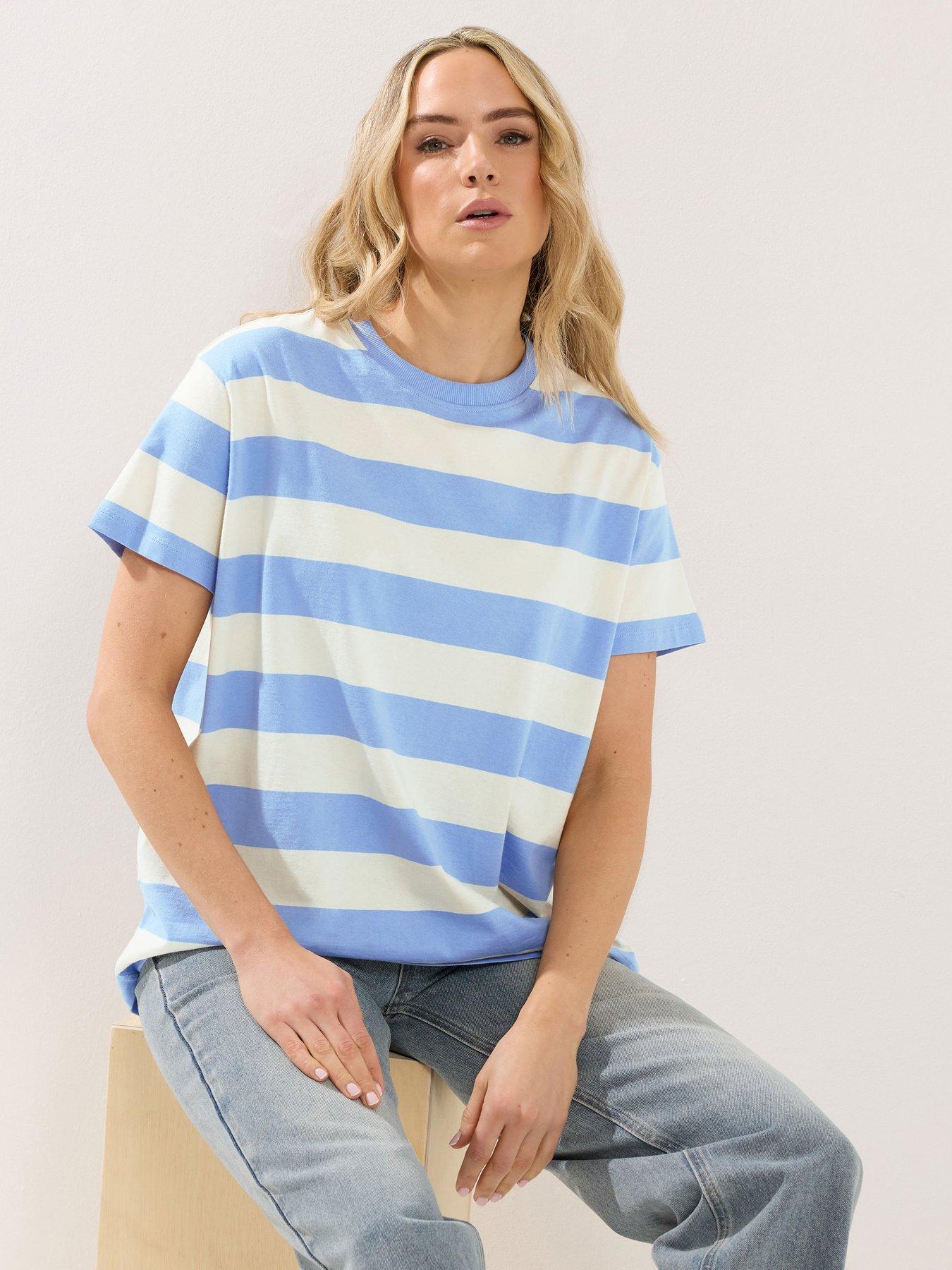 Long Tall Sally Tall White/blue Stripe Oversized Tee