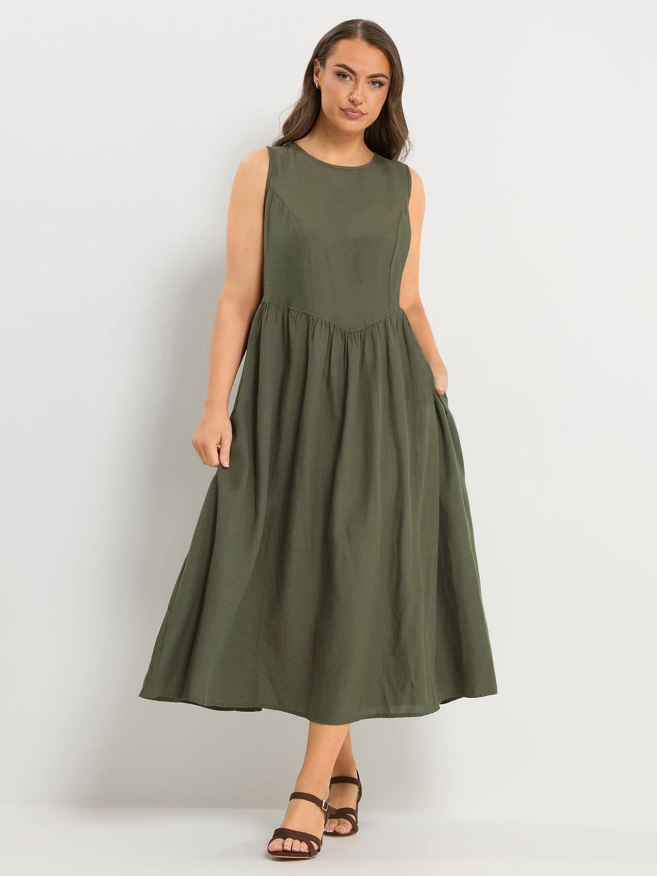 Yours Curve Linen Waist Midaxi Dress