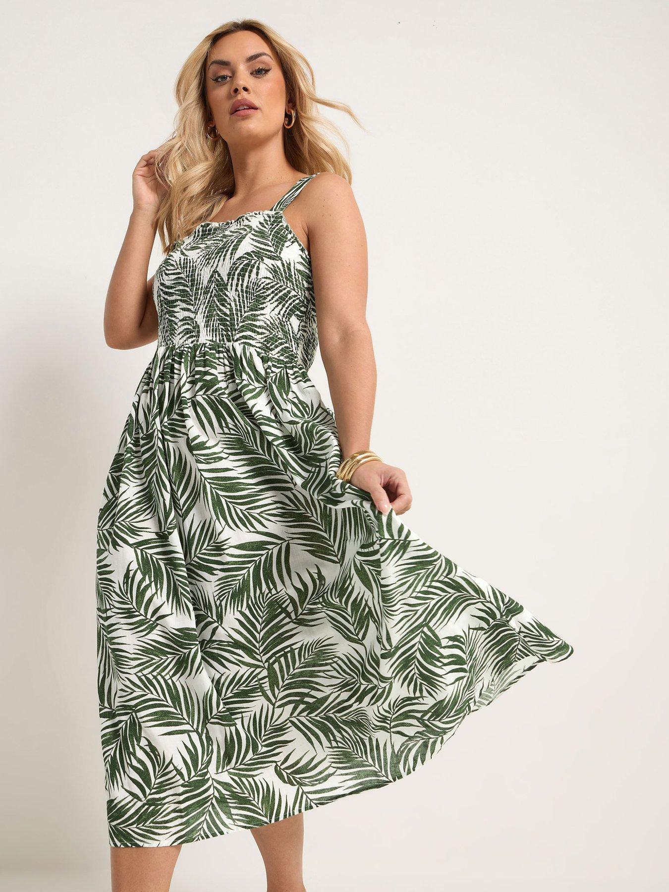 Yours Curve Linen Shirred Maxi Dress