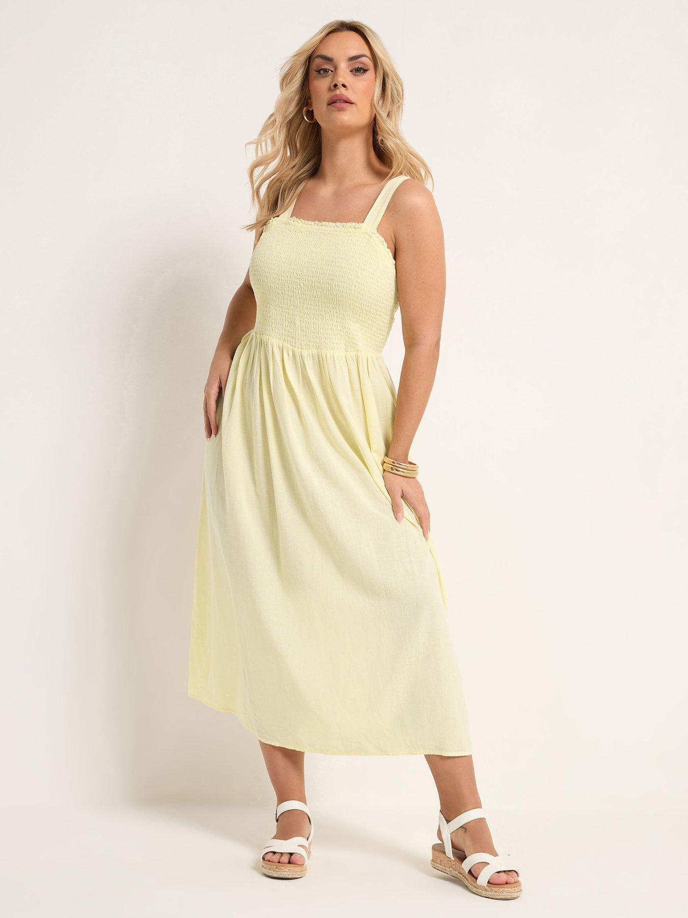 yours-curve-linen-shirred-maxi-dress-yellow