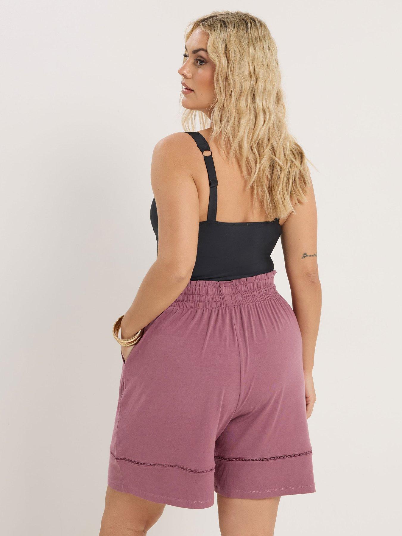 stillFront image of yours-curve-ladder-insert-shorts-pink