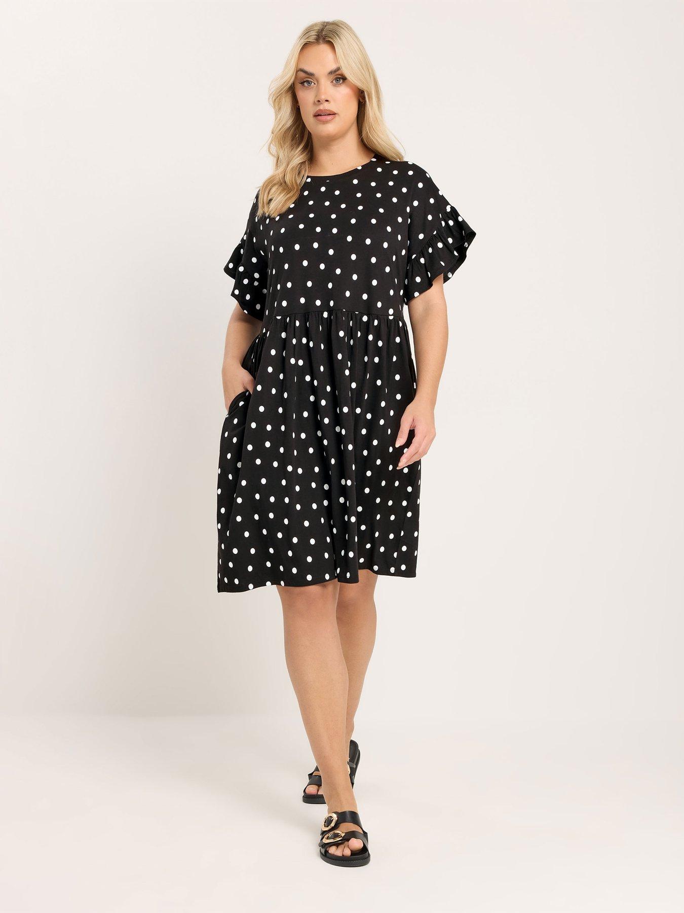 Yours Curve Frill Sleeve Tunic Dress - Black