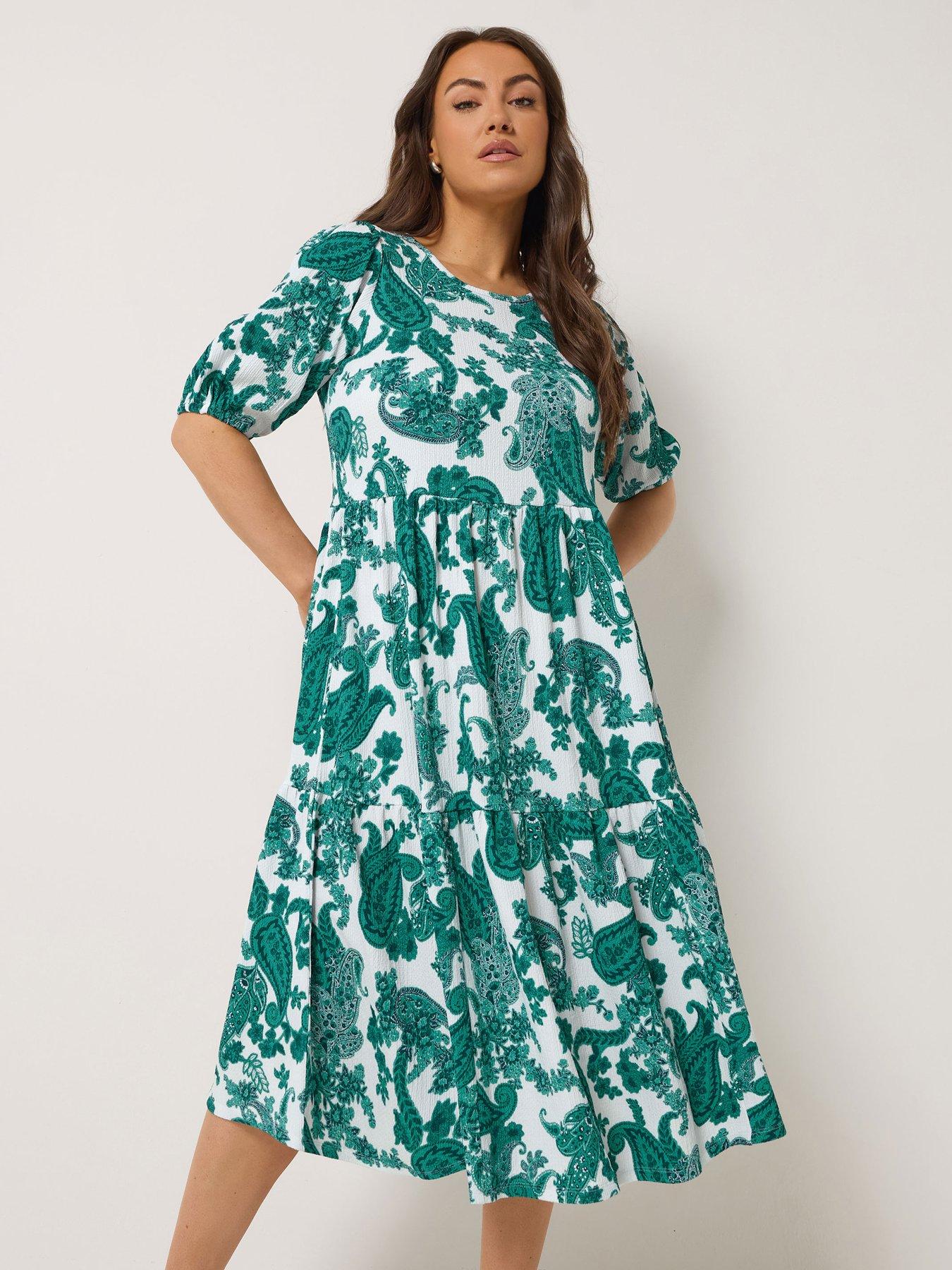 Yours Curve Puff Sleeve Tiered Midaxi Dress