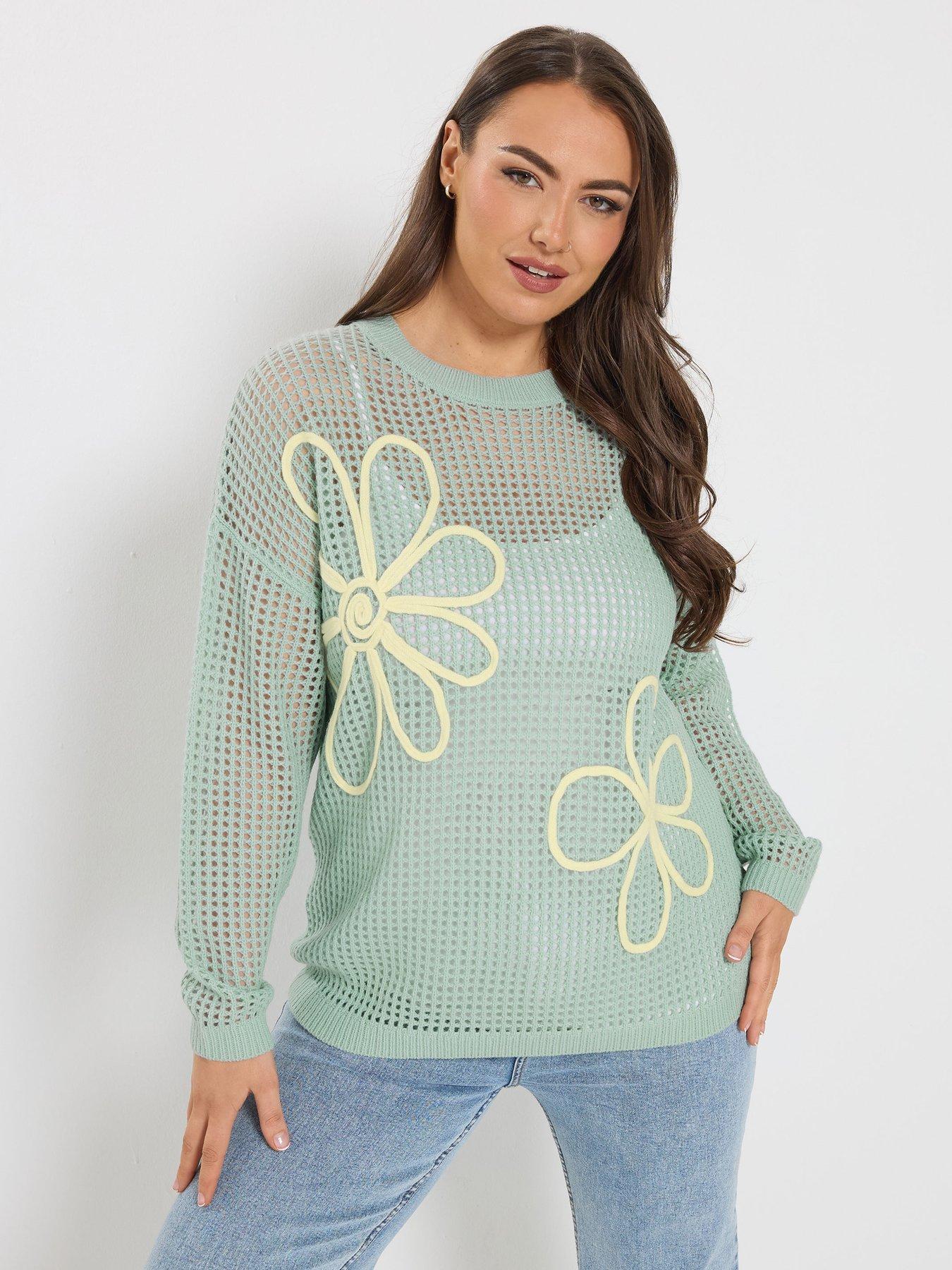 Yours Curve Cornelle Floral Jumper - Blue