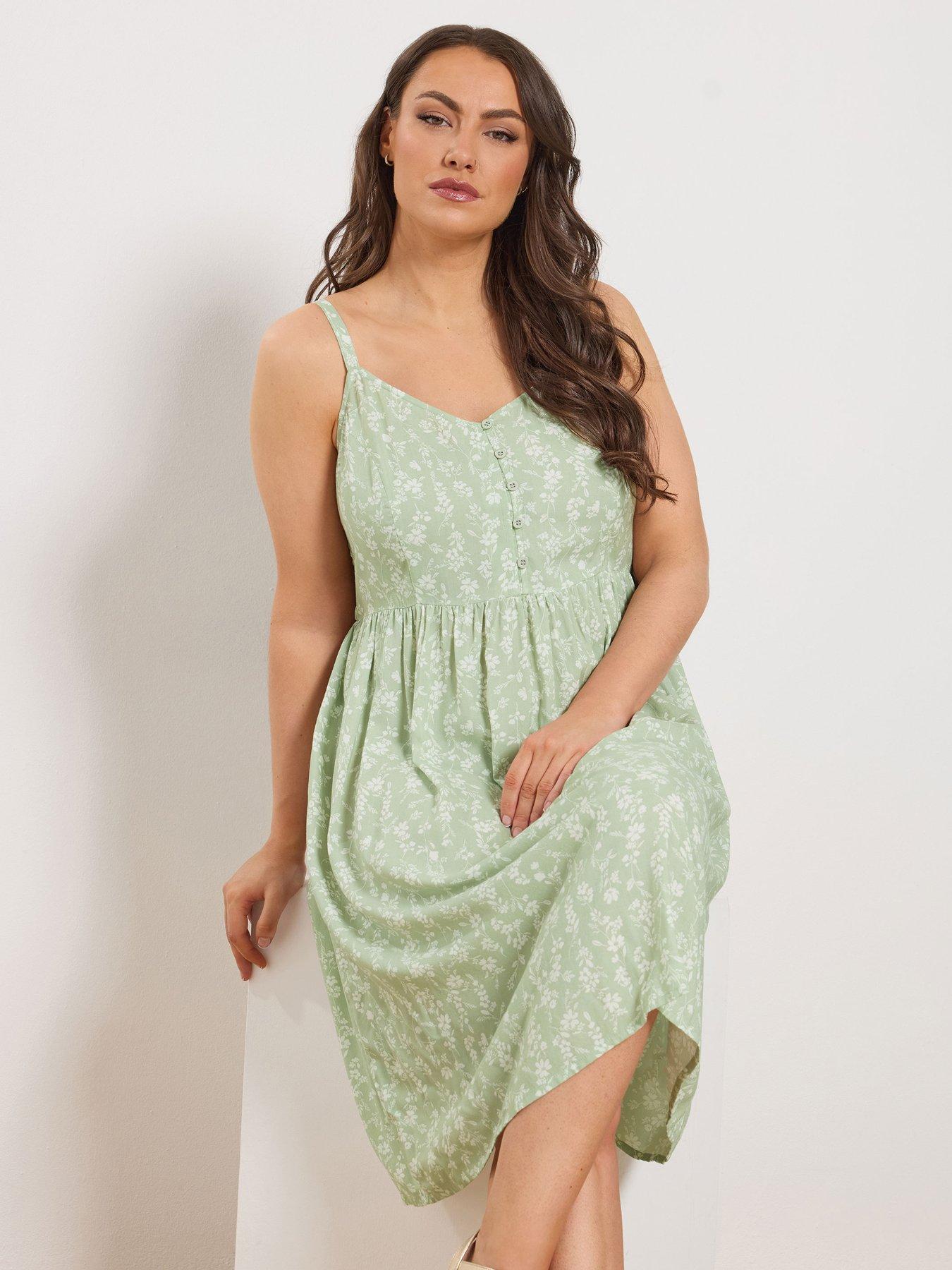 Yours Curve Strappy Sundress - Green