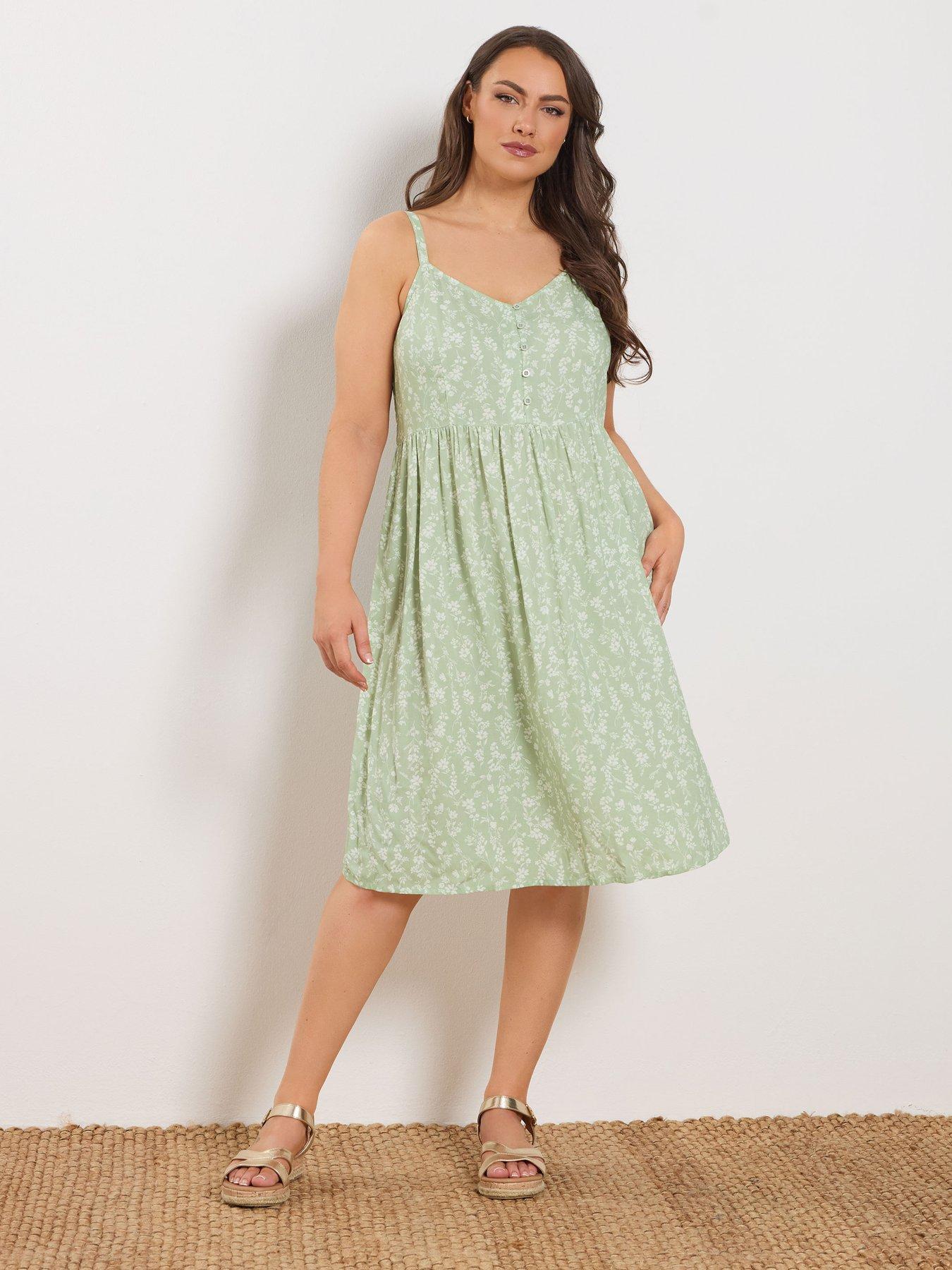 Image 3 of 6 of Yours Curve Strappy Sundress - Green