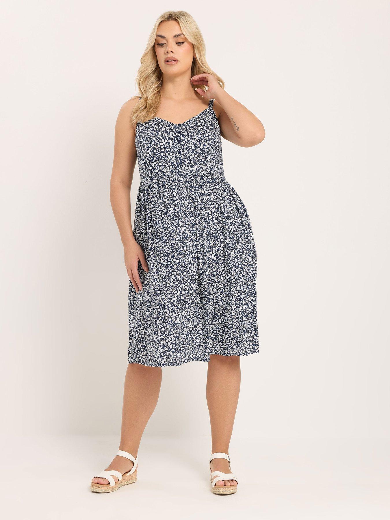 Yours Curve Strappy Sundress - Blue