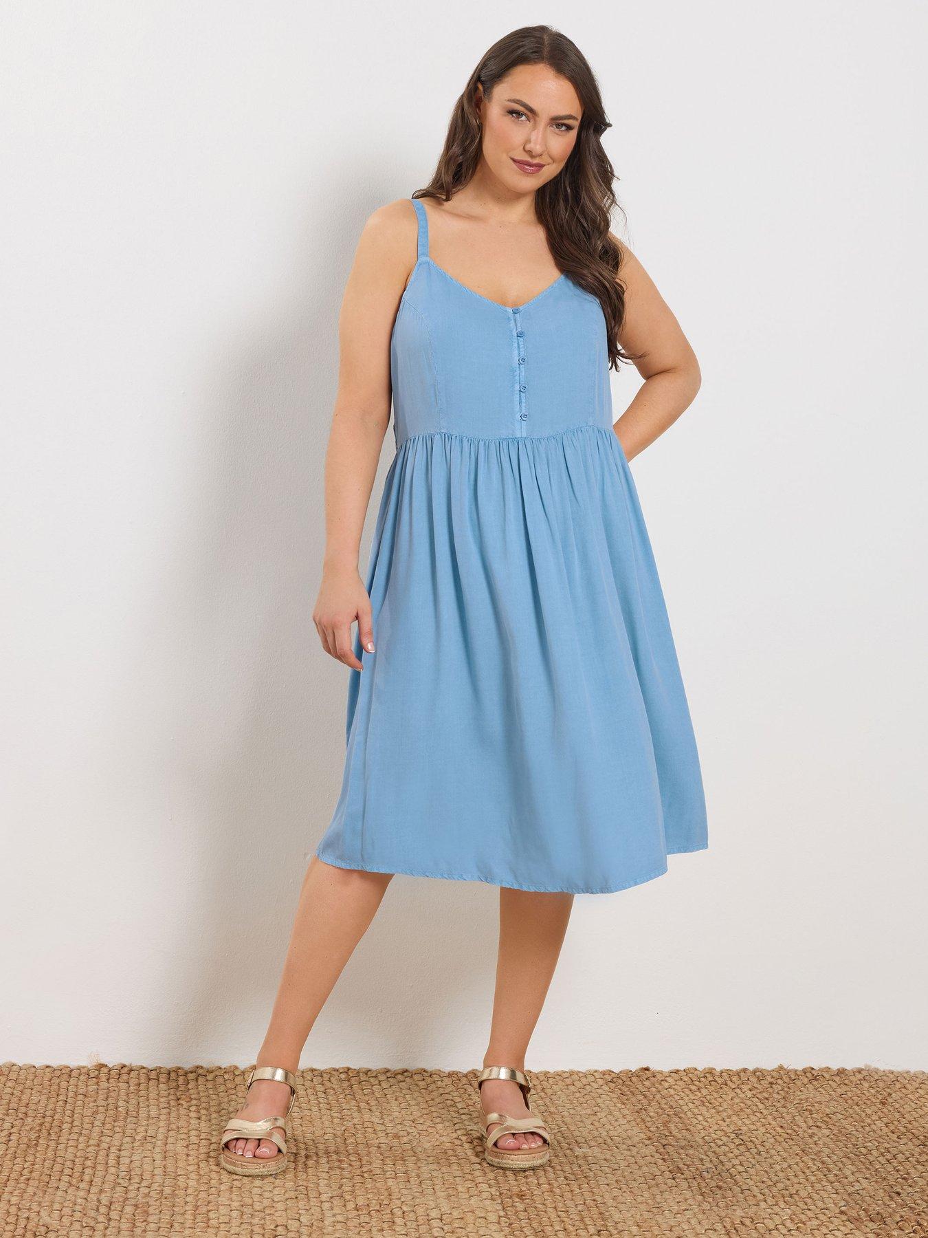 Yours Curve Strappy Sundress - Blue