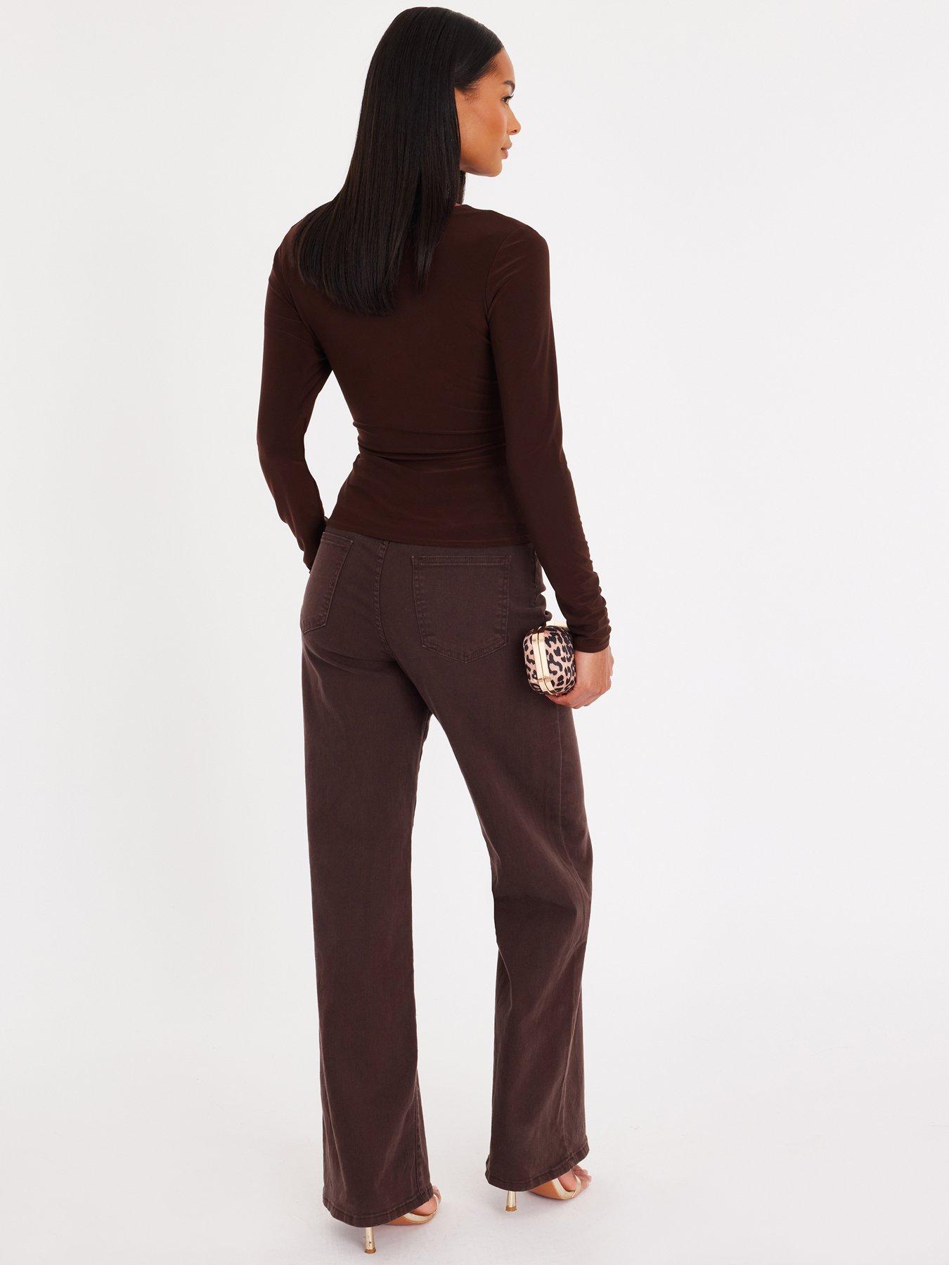  image of quiz-brown-wrap-buckle-detail-top