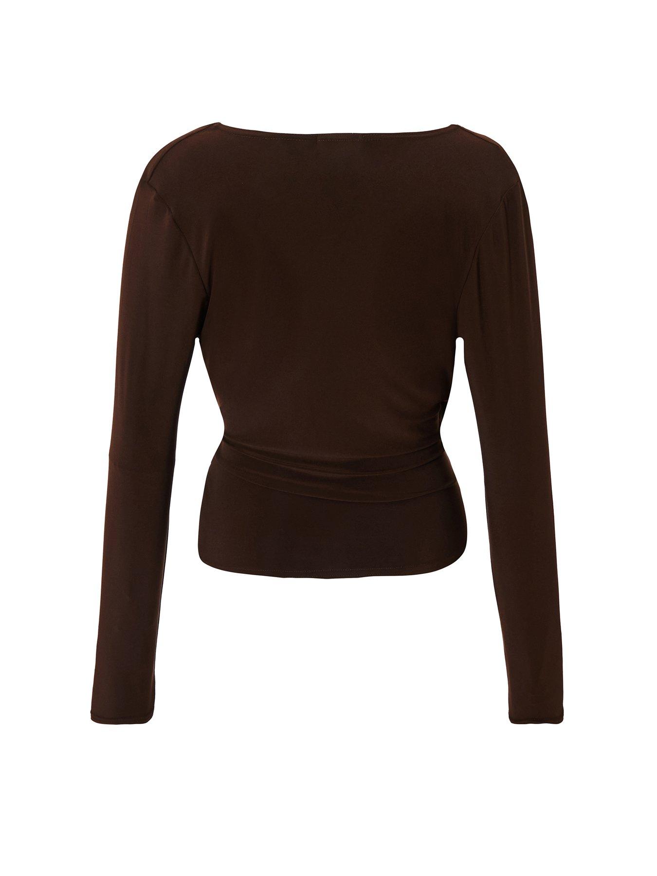  image of quiz-brown-wrap-buckle-detail-top