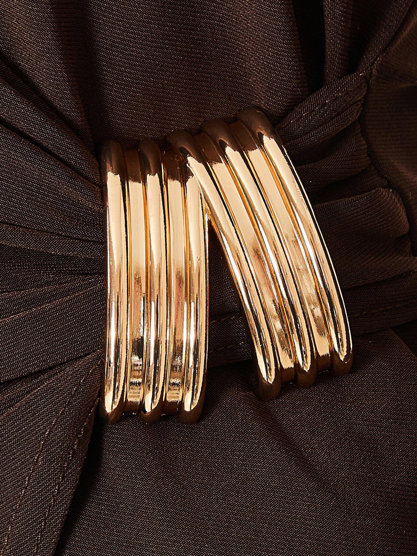  image of quiz-brown-wrap-buckle-detail-top