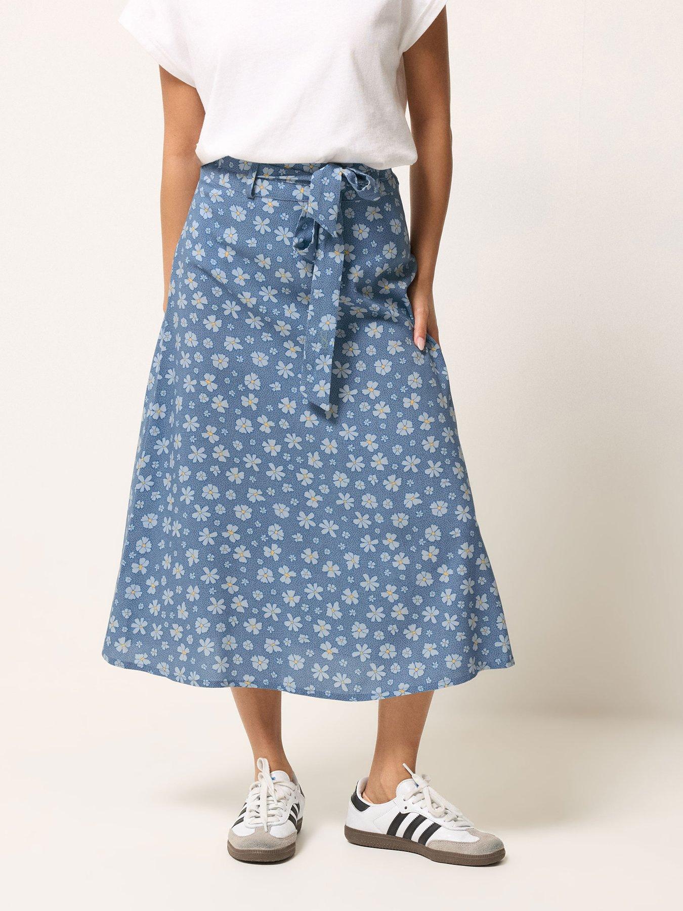 front image of pixiegirl-petite-daisy-belted-midi-skirt-blue
