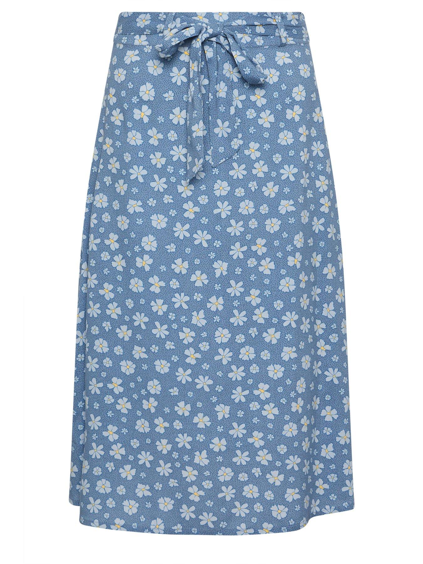  image of pixiegirl-petite-daisy-belted-midi-skirt-blue