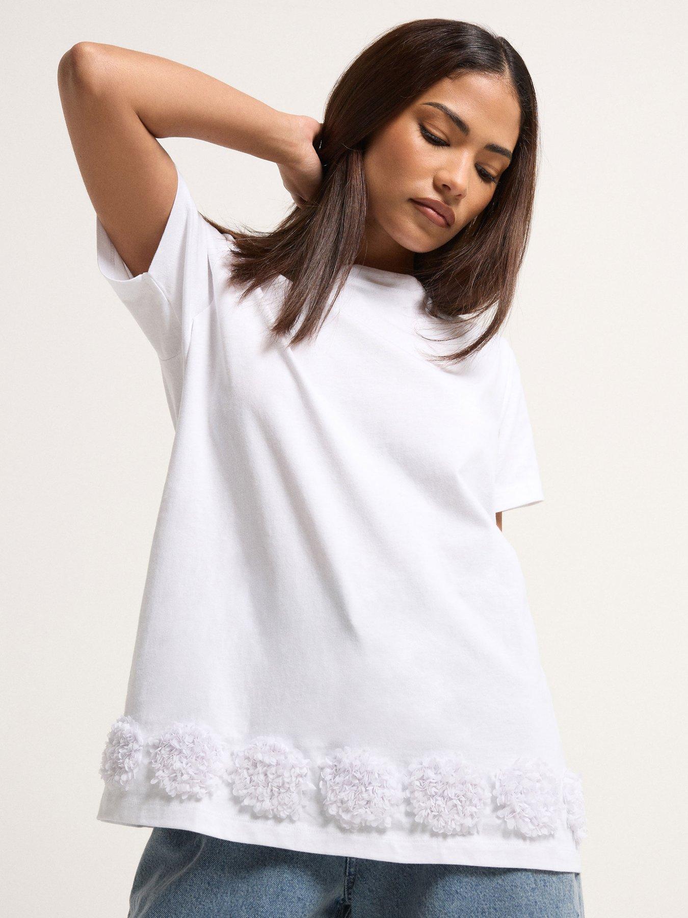 front image of pixiegirl-petite-flower-hem-t-shirt