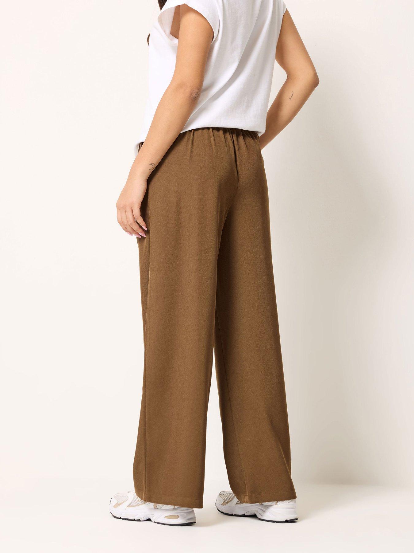  image of pixiegirl-petite-formal-wide-leg-trousers-brown