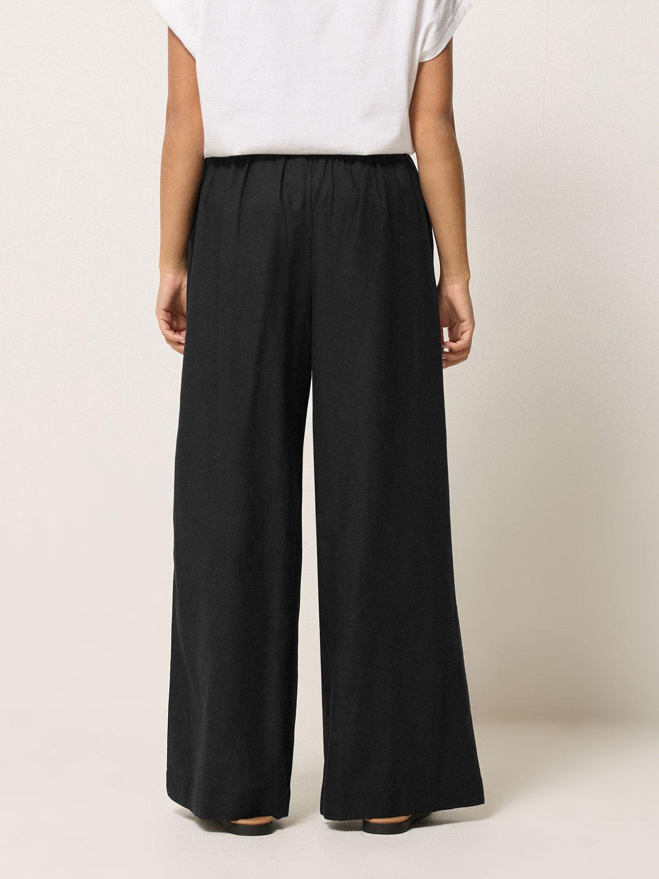 Image 2 of 5 of PixieGirl Petite Bead Drawstring Wide Leg Trousers - Black