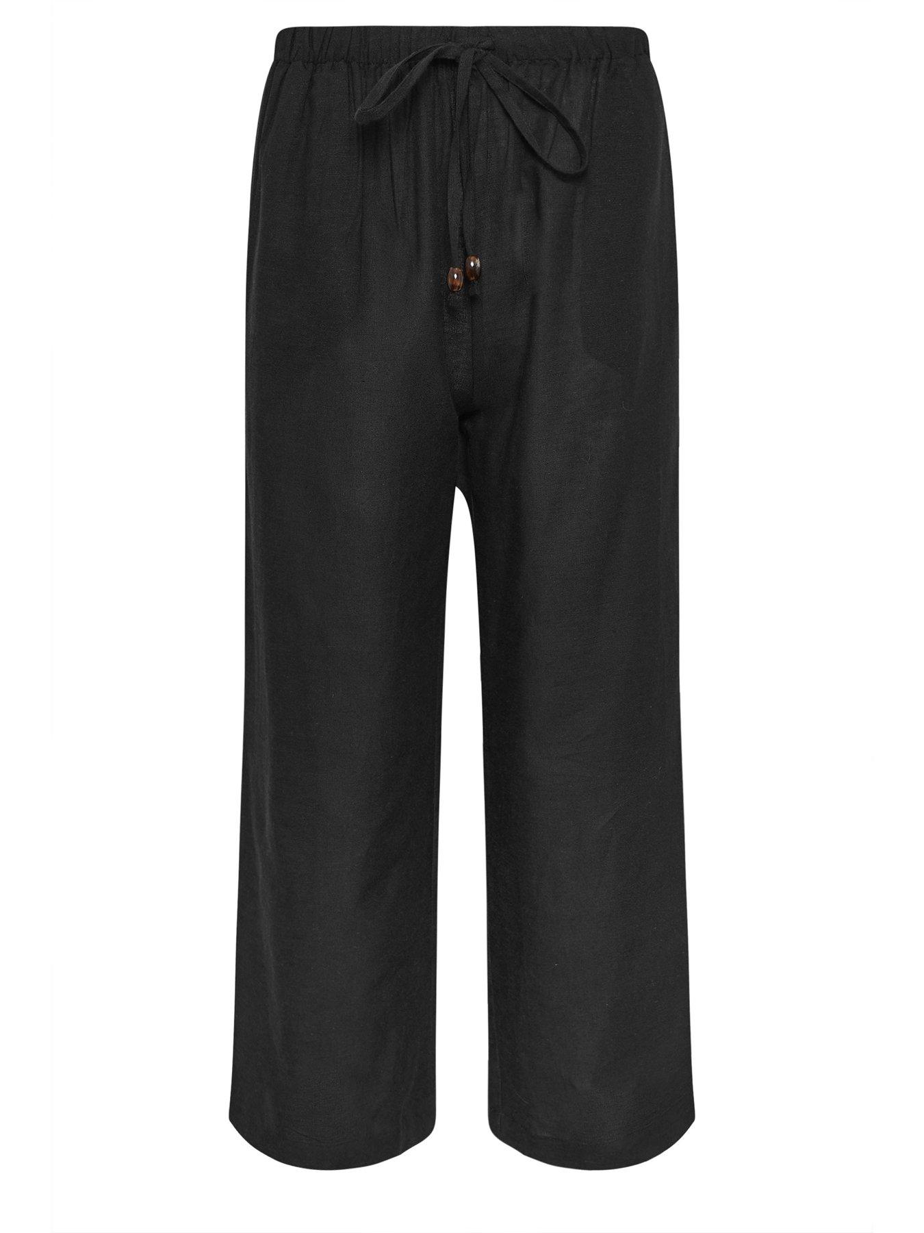 Image 5 of 5 of PixieGirl Petite Bead Drawstring Wide Leg Trousers - Black