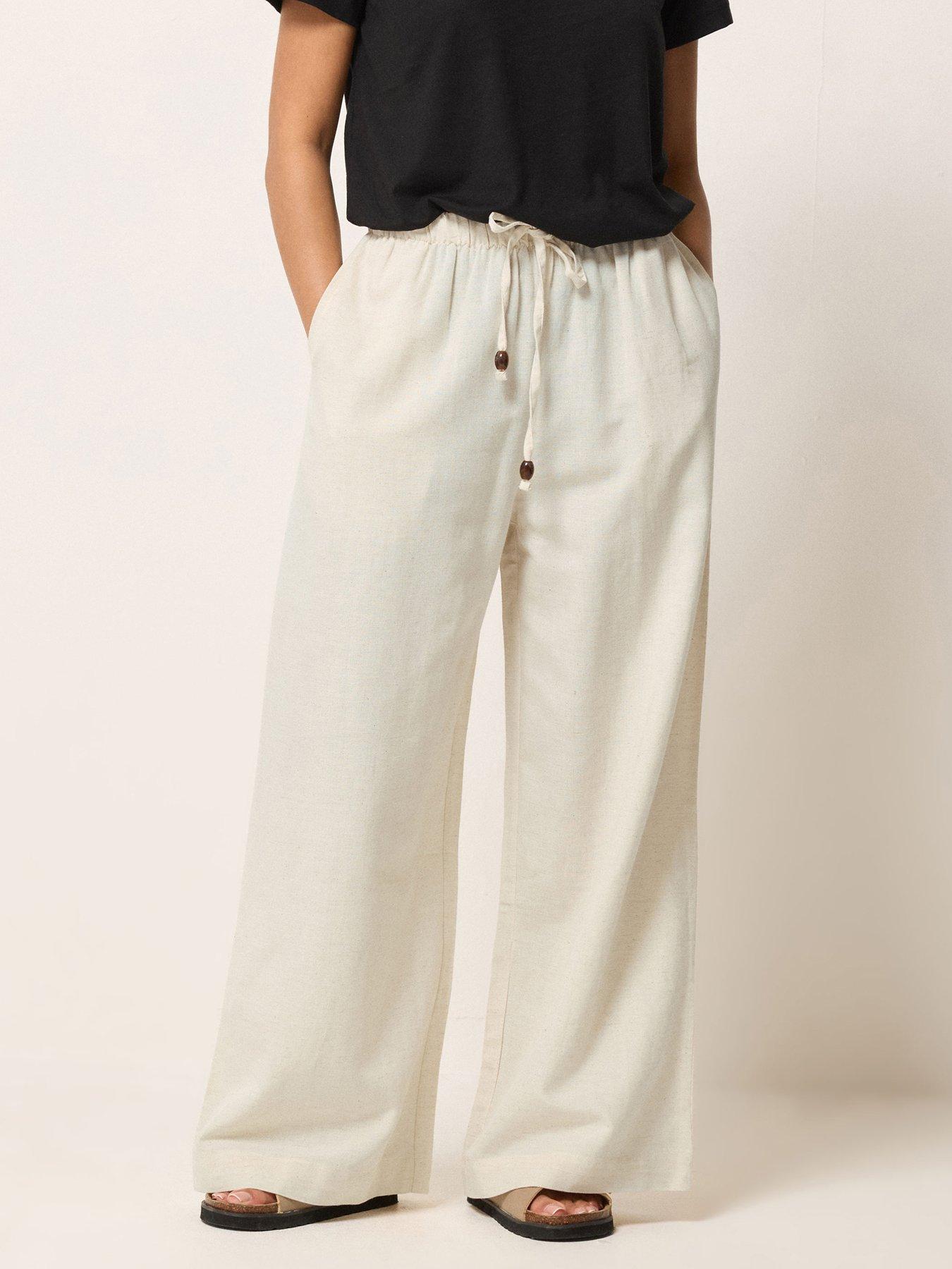 front image of pixiegirl-petite-bead-drawstring-wide-leg-trousers-black