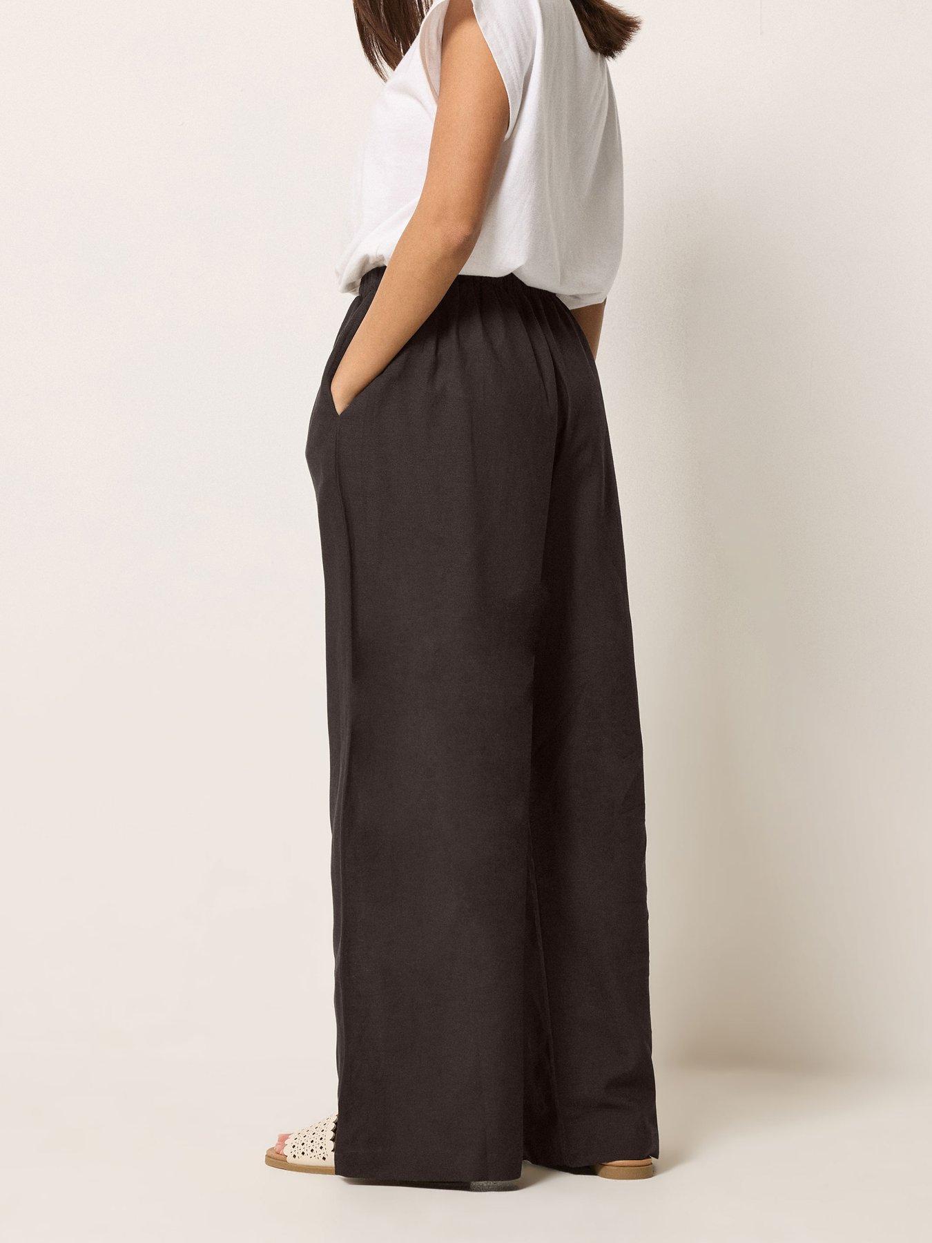  image of pixiegirl-petite-bead-drawstring-wide-leg-trousers-brown