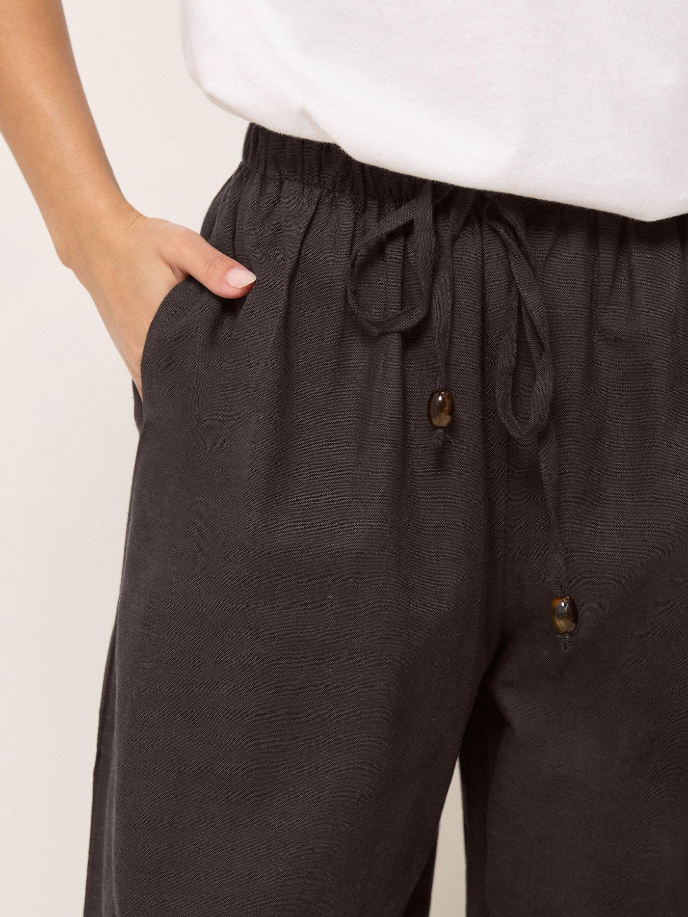 image of pixiegirl-petite-bead-drawstring-wide-leg-trousers-brown