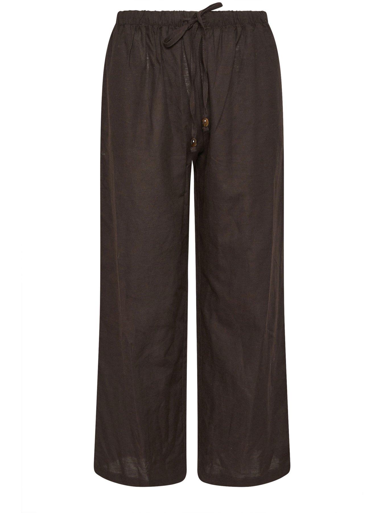  image of pixiegirl-petite-bead-drawstring-wide-leg-trousers-brown