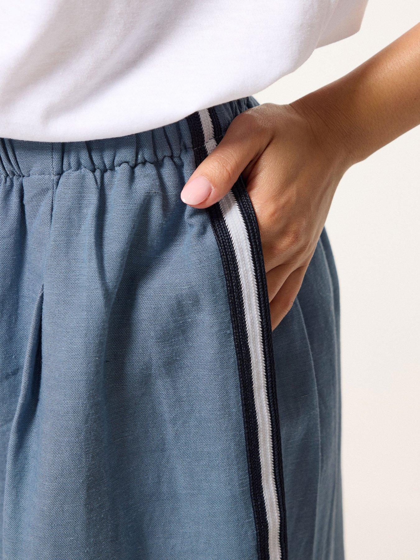  image of pixiegirl-petite-side-stripe-wide-leg-trousers-blue