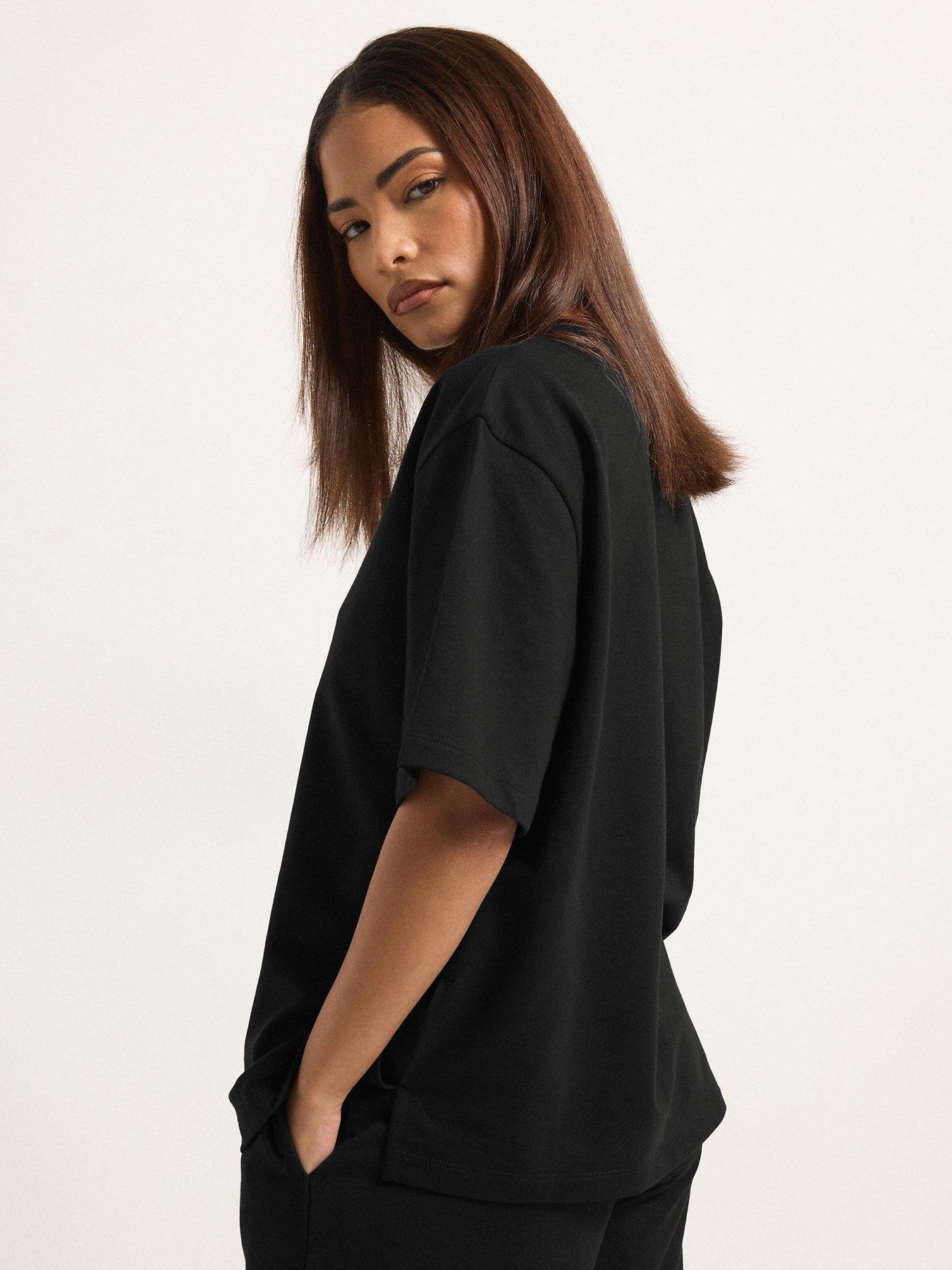  image of pixiegirl-petite-short-sleeve-sweat-t-shirt-black