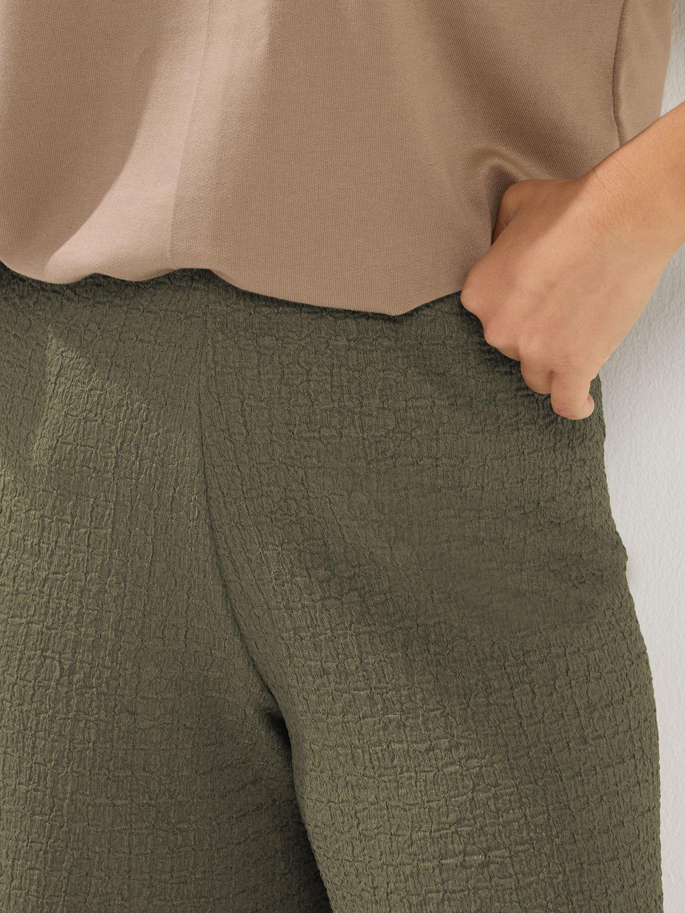  image of pixiegirl-petite-textured-wide-leg-trouser-green