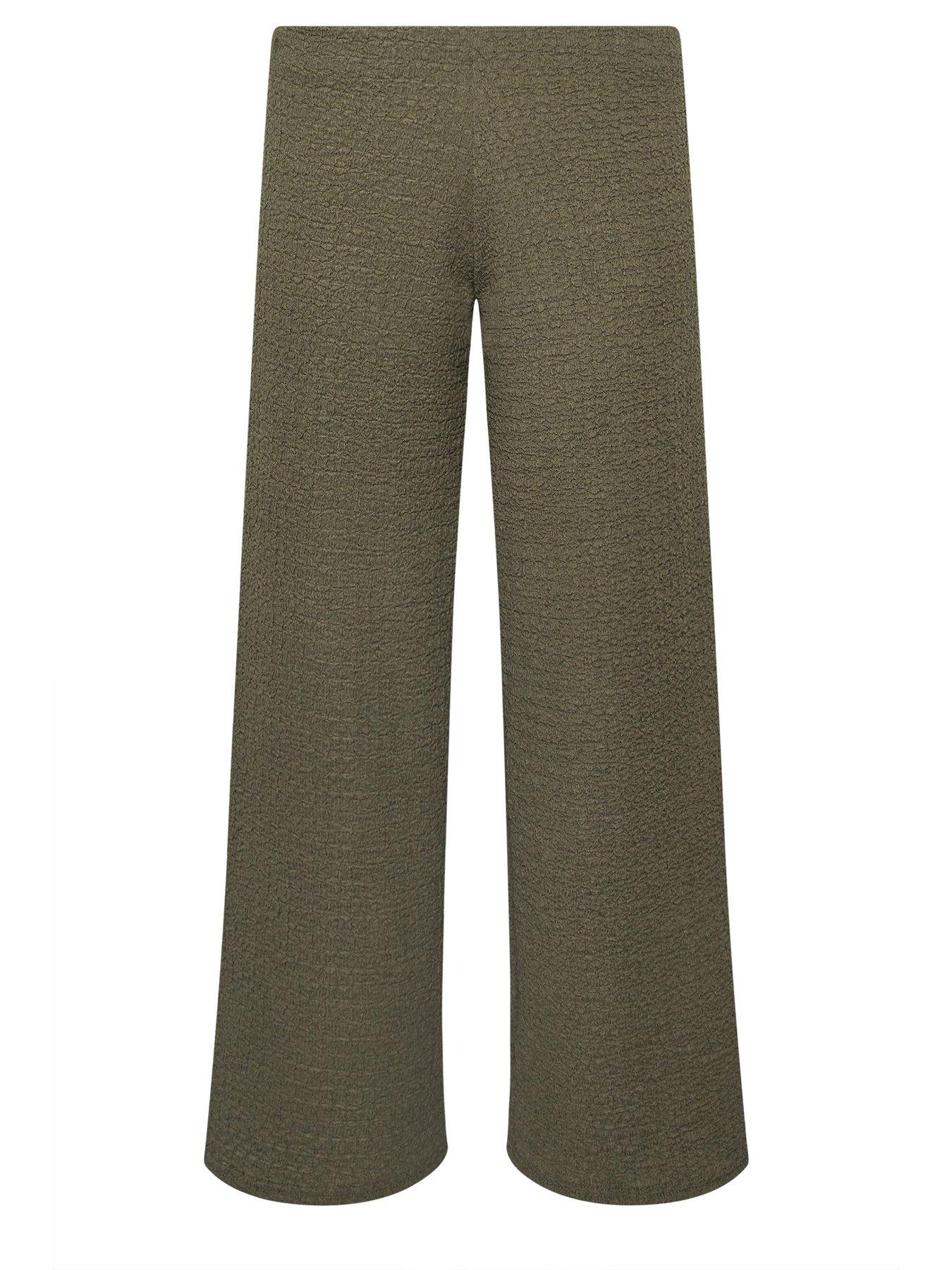  image of pixiegirl-petite-textured-wide-leg-trouser-green