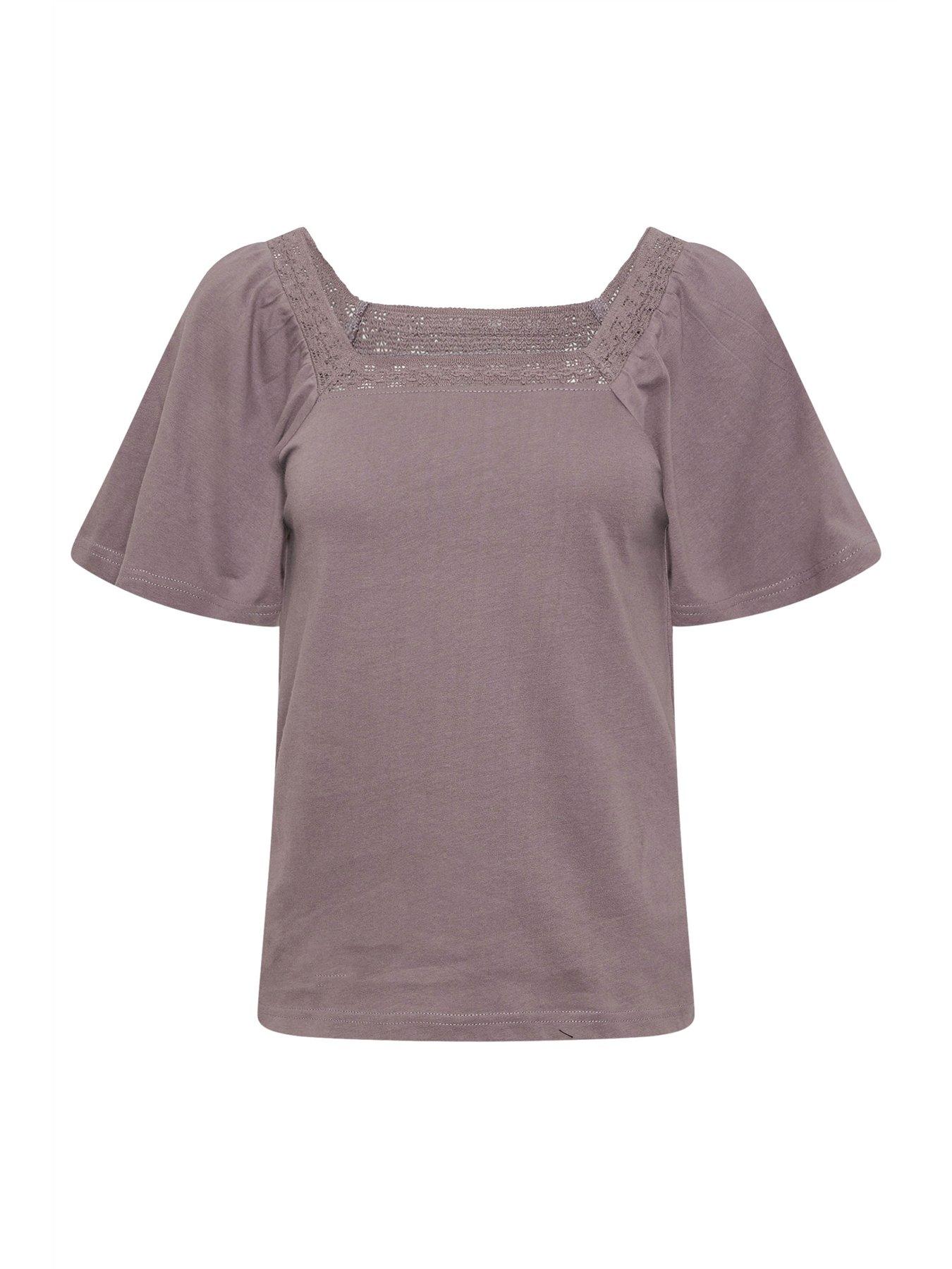  image of pixiegirl-petite-crochet-neck-flutter-sleeve-top-purple