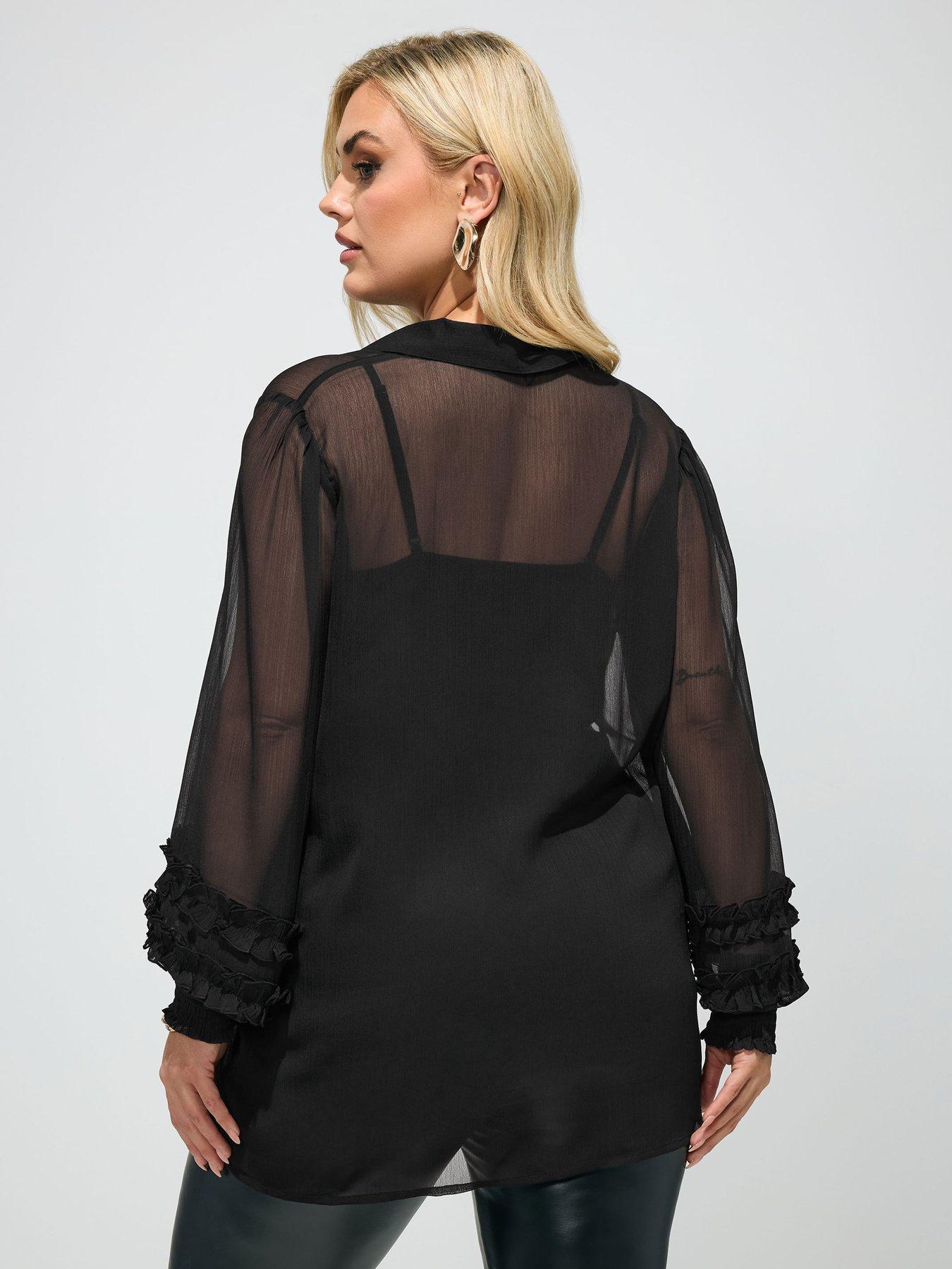 Image 2 of 5 of Yours Curve Cuffed Shirt - Black