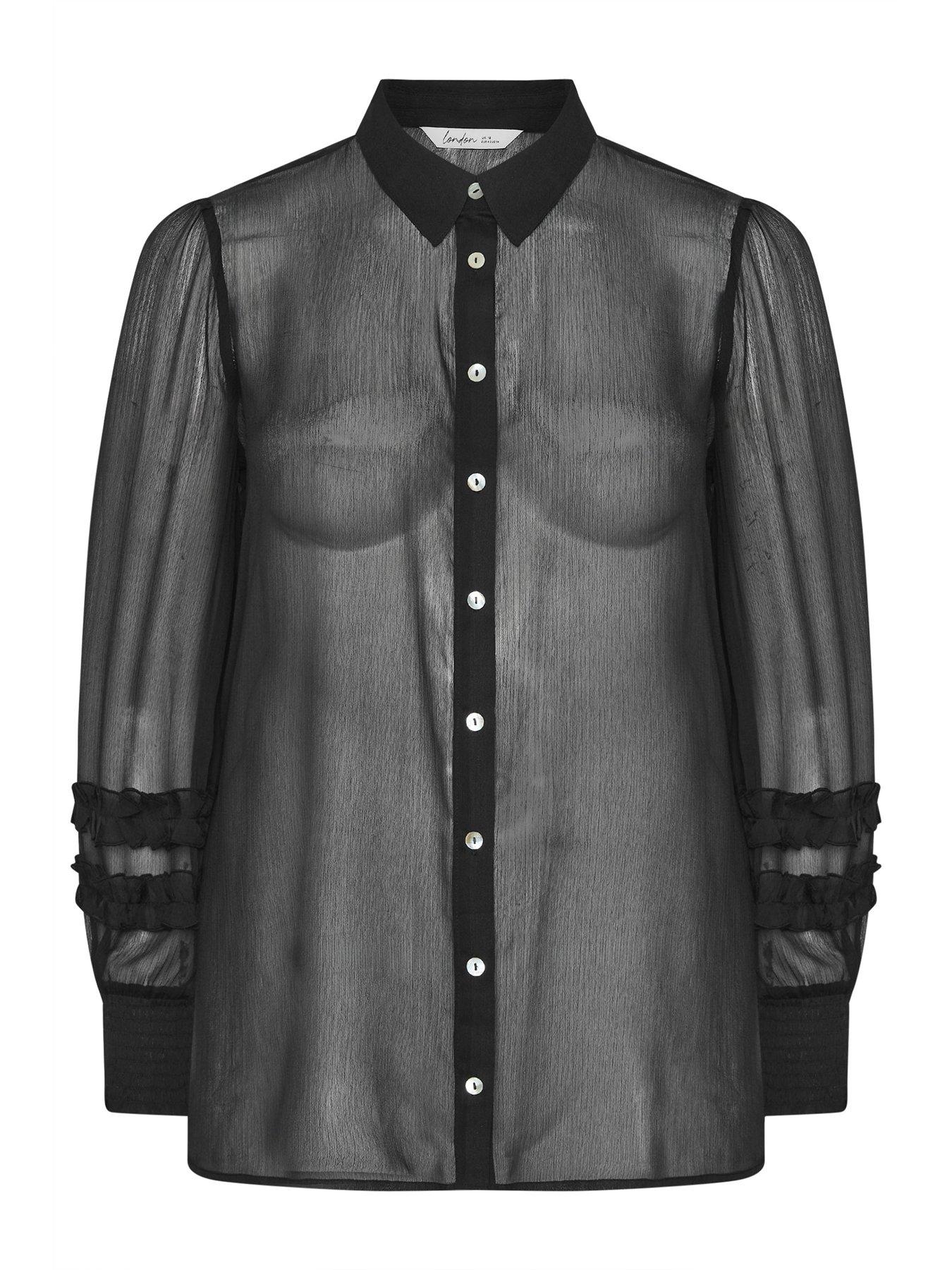 Image 5 of 5 of Yours Curve Cuffed Shirt - Black