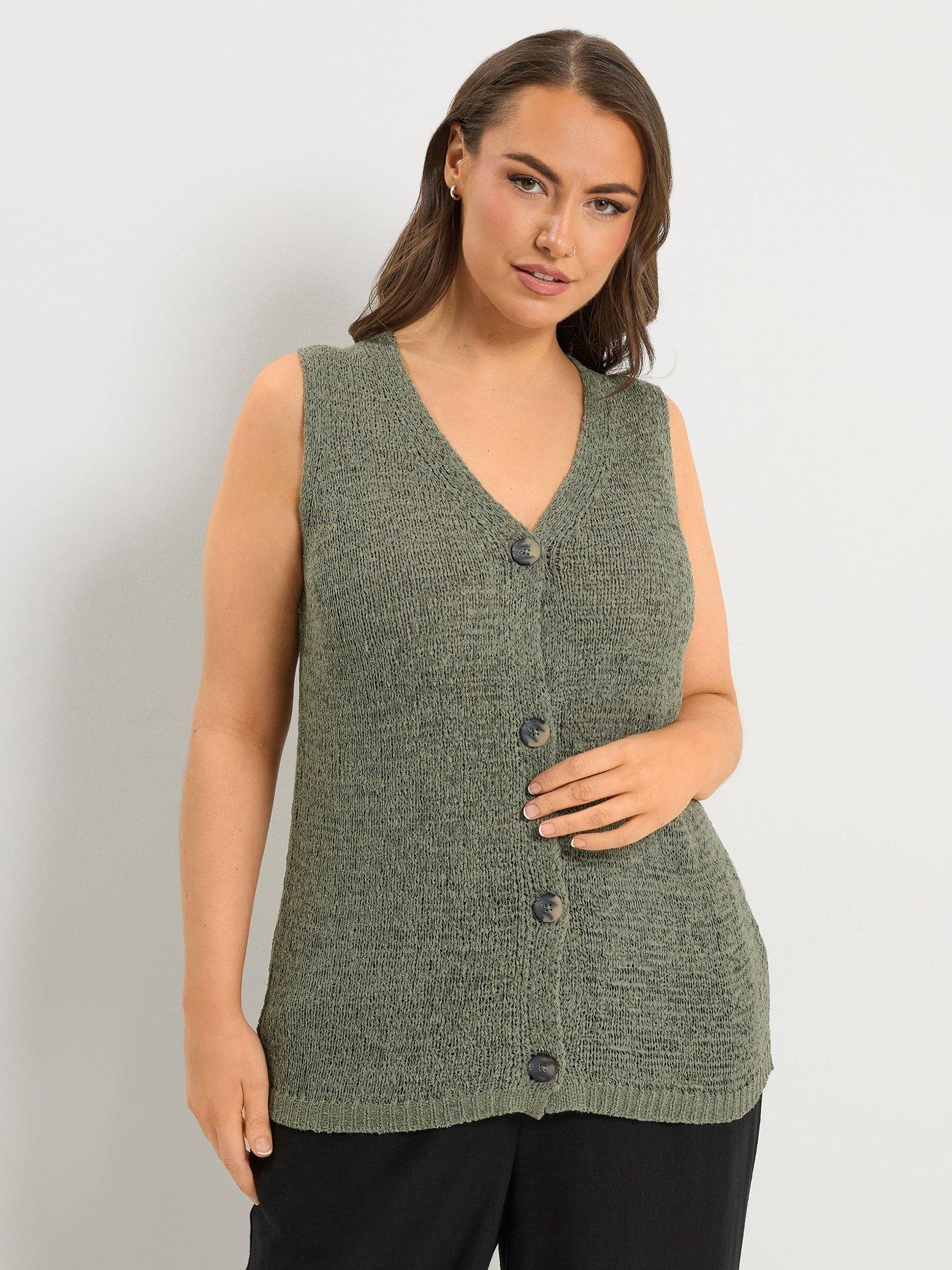yours-curve-knitted-waistcoat-green