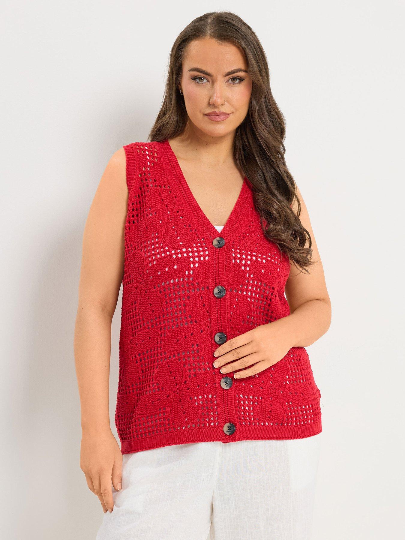 Yours Curve Floral Crochet Waistcoat