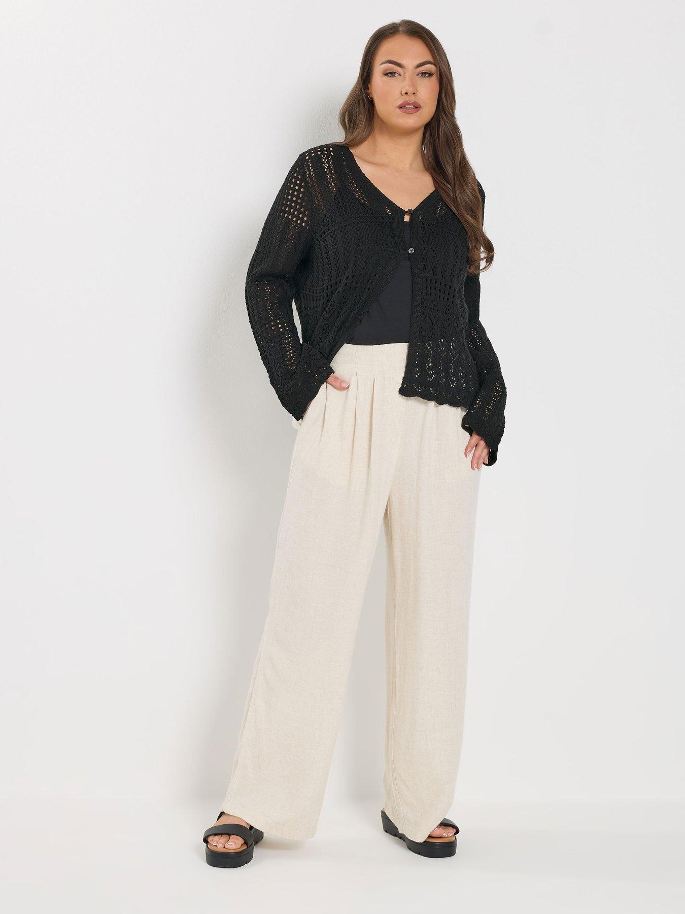 Image 3 of 5 of Yours Curve Pointelle Stitch Cardigan - Black