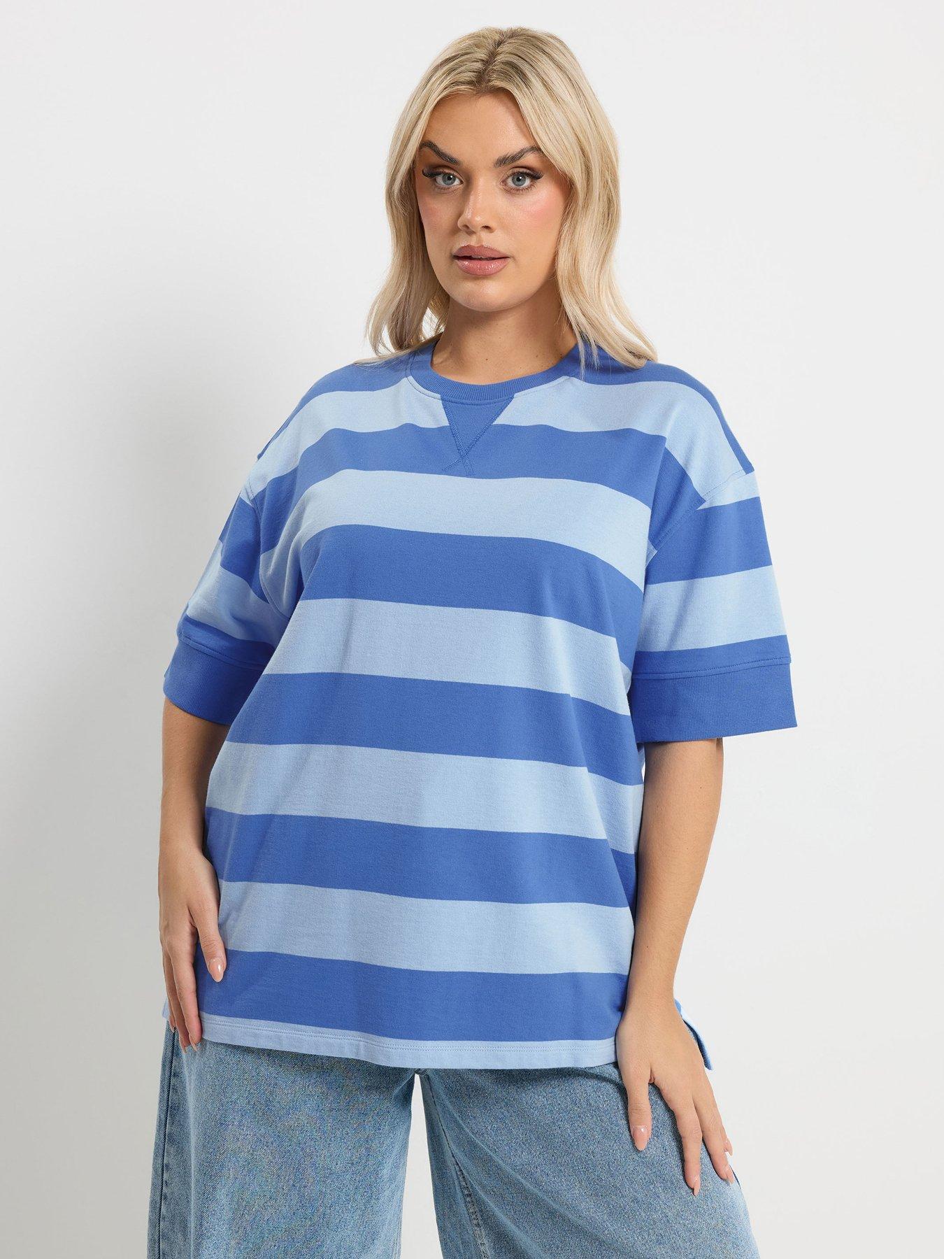 Yours Curve Striped Ribed T-shirt