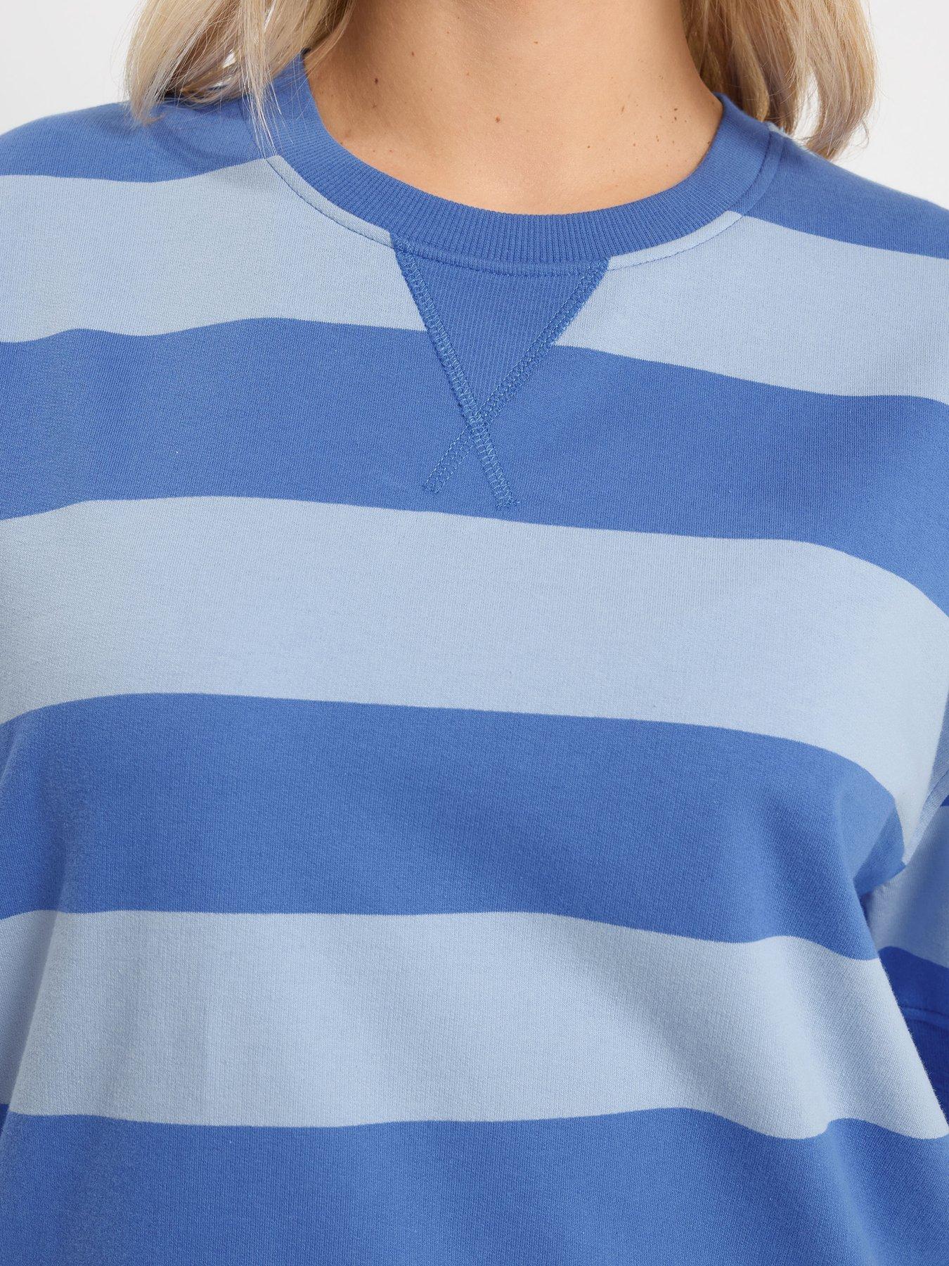  image of yours-curve-striped-heavyweight-t-shirt-blue