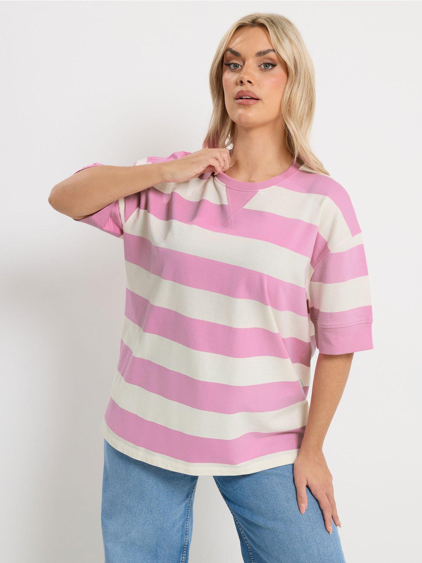 Yours Curve Striped Ribed T-shirt