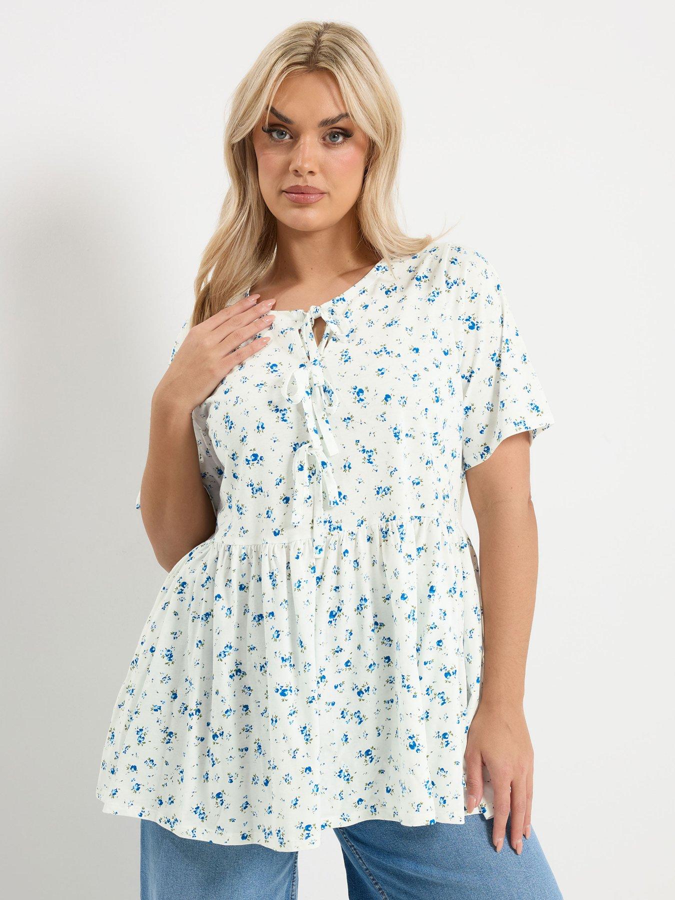 front image of yours-curve-bow-front-peplum-top
