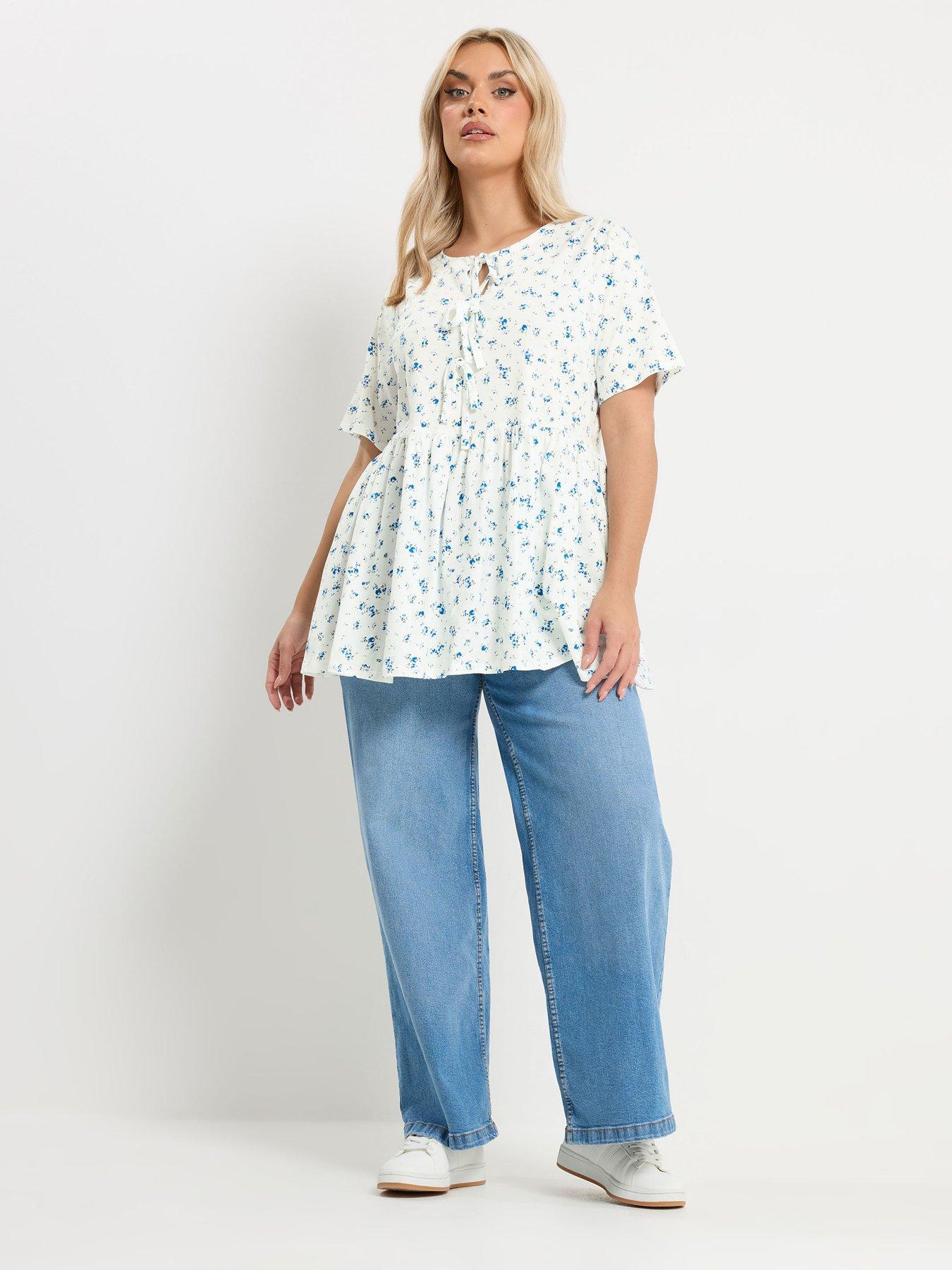 Image 3 of 5 of Yours Curve Bow Front Peplum Top - Cream
